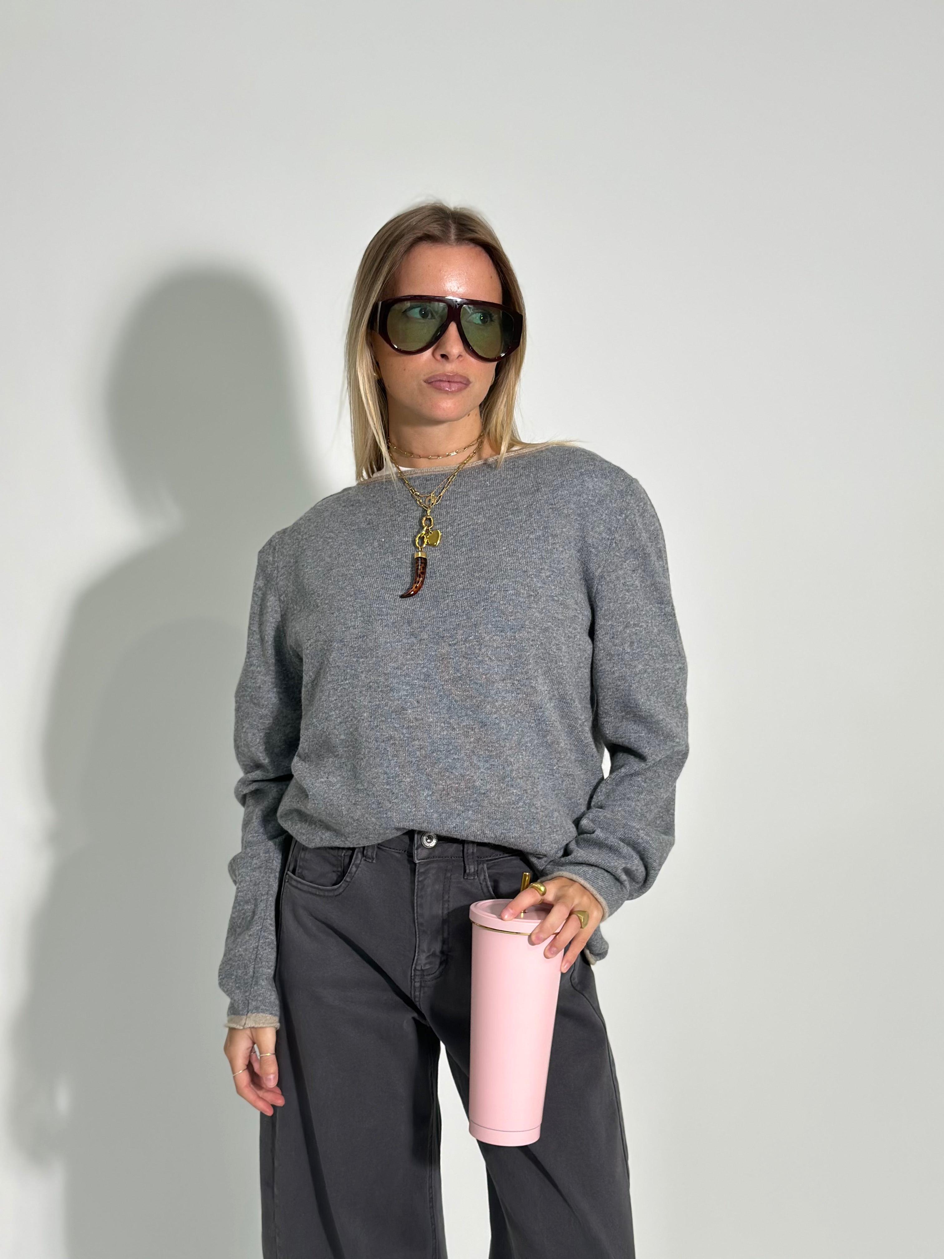 Maglia cashmere blend Bicolore 6635 G. SCURO