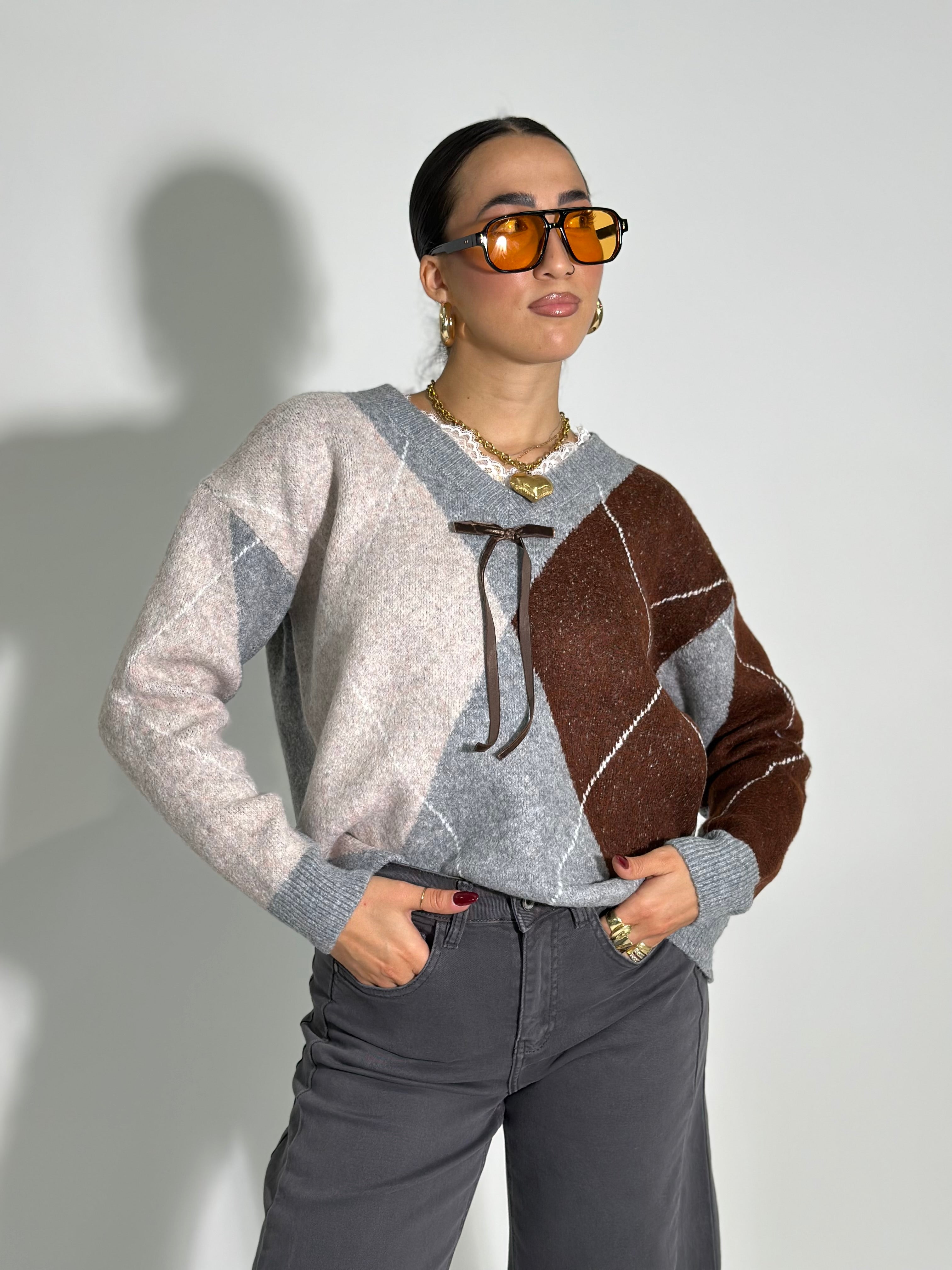 Maglia rombi+pizzo C688