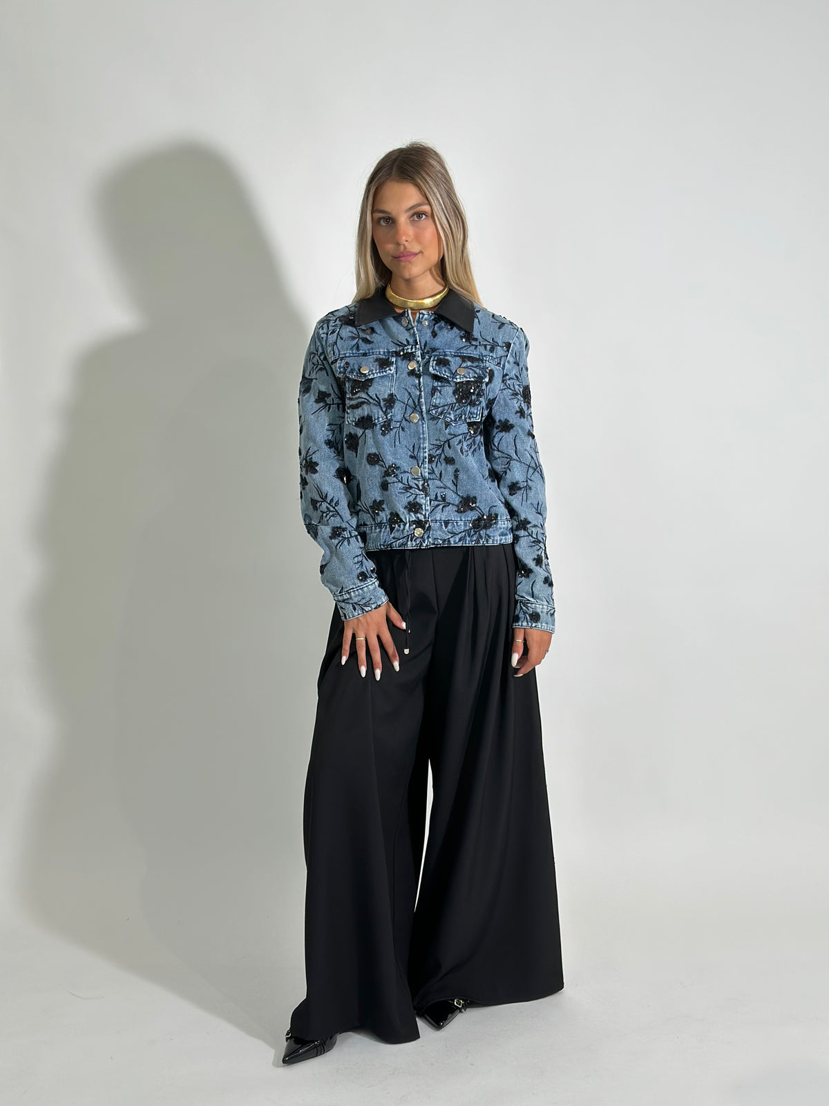 Giubbino jeans paillettes M1030