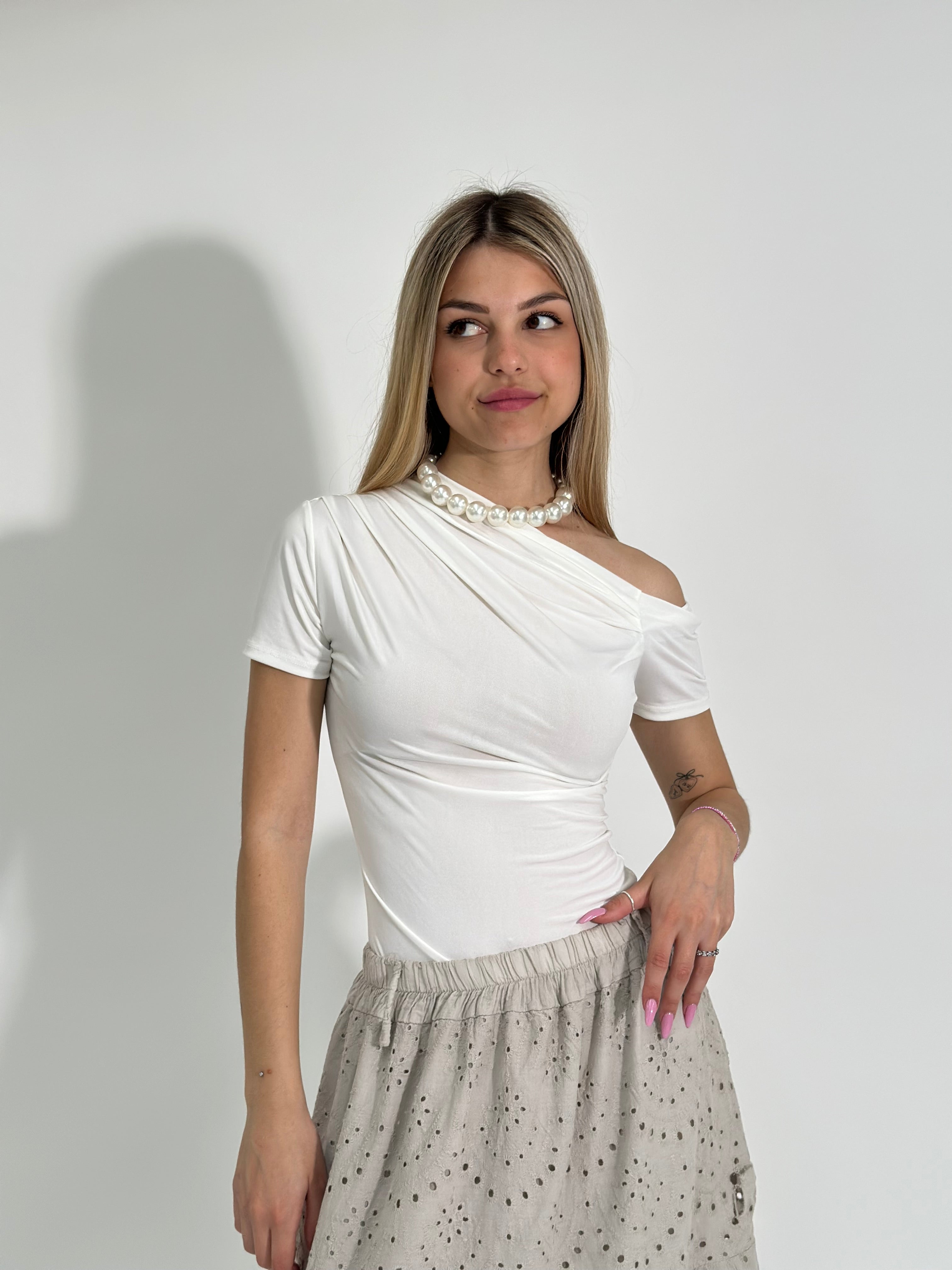 Maglia drappeggio 10953 BIANCO