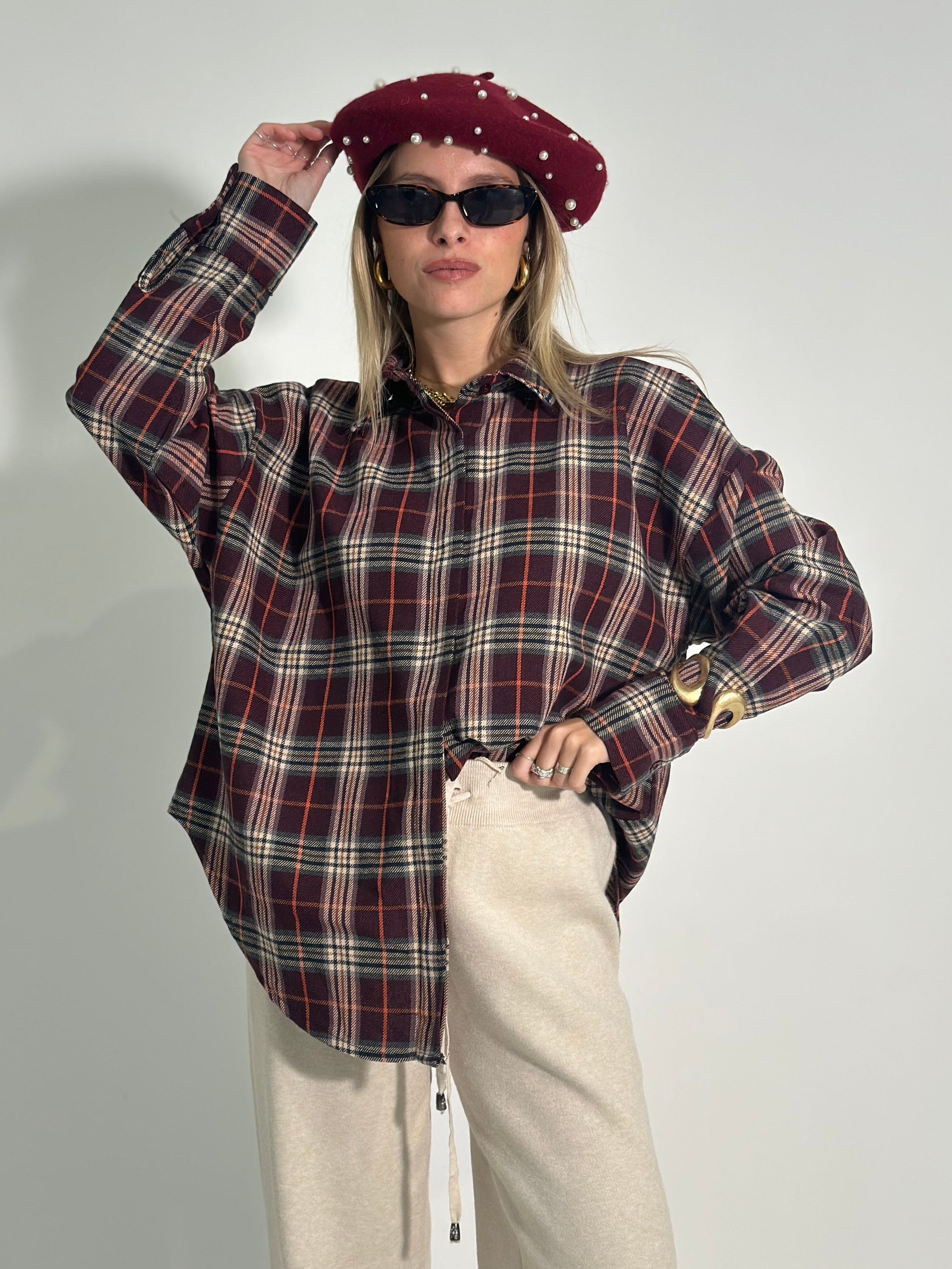 Camicia scozzese 3665-1 BURGUNDY