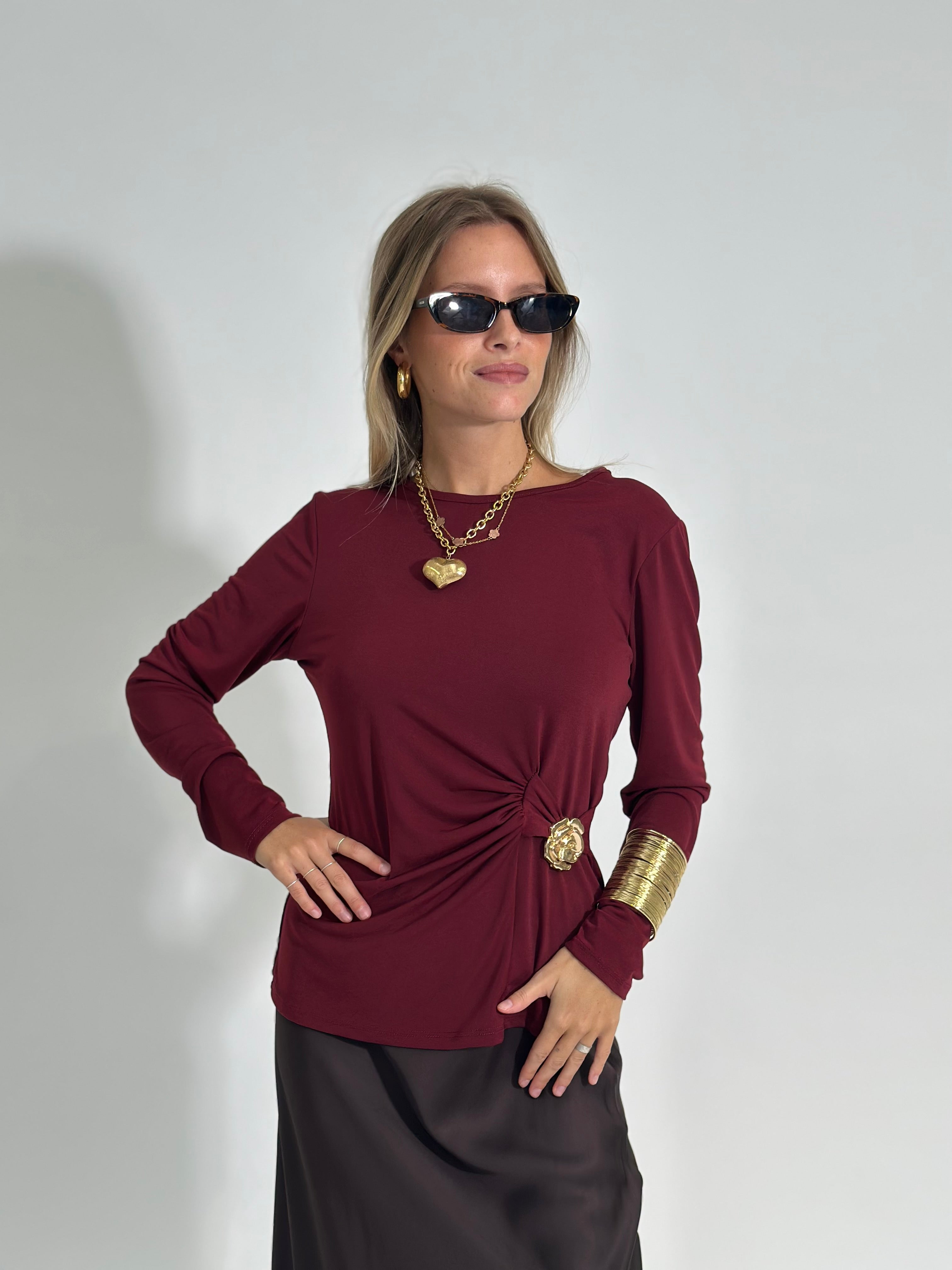 Maglia drappeggio 10367 BURGUNDY