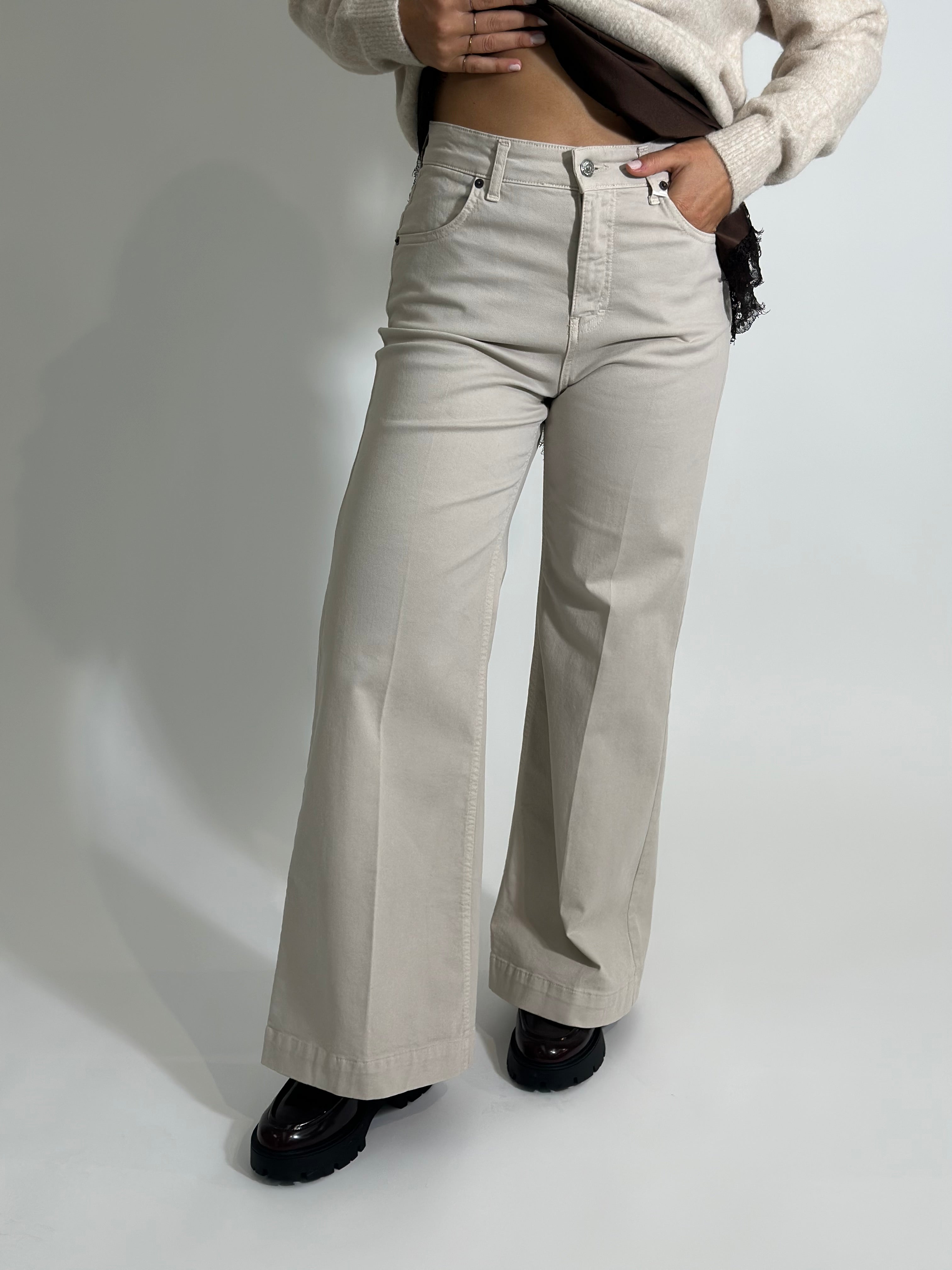 Pantalone drill 80534J PANNA