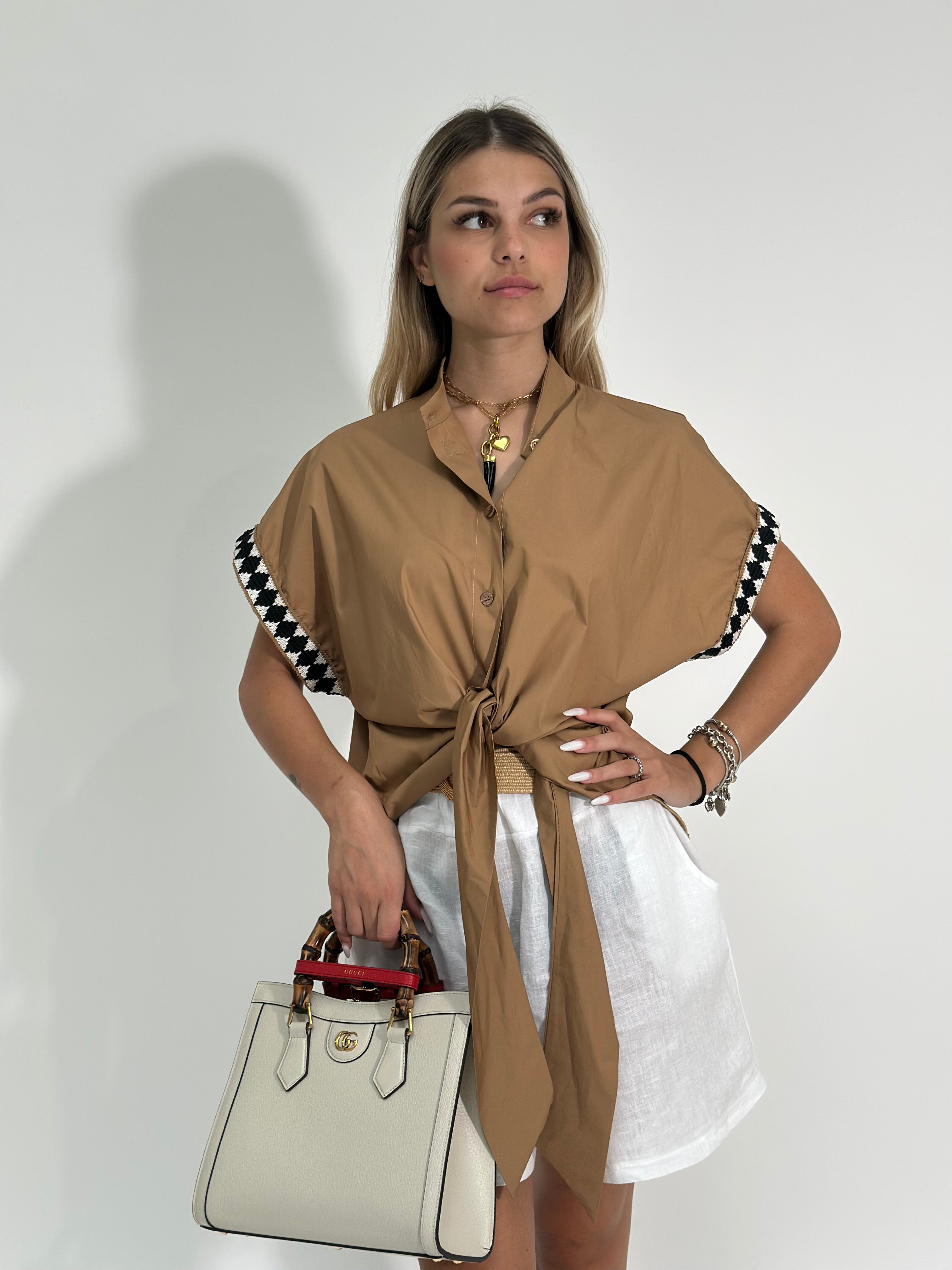 Camicia ricami 01787 CAMEL