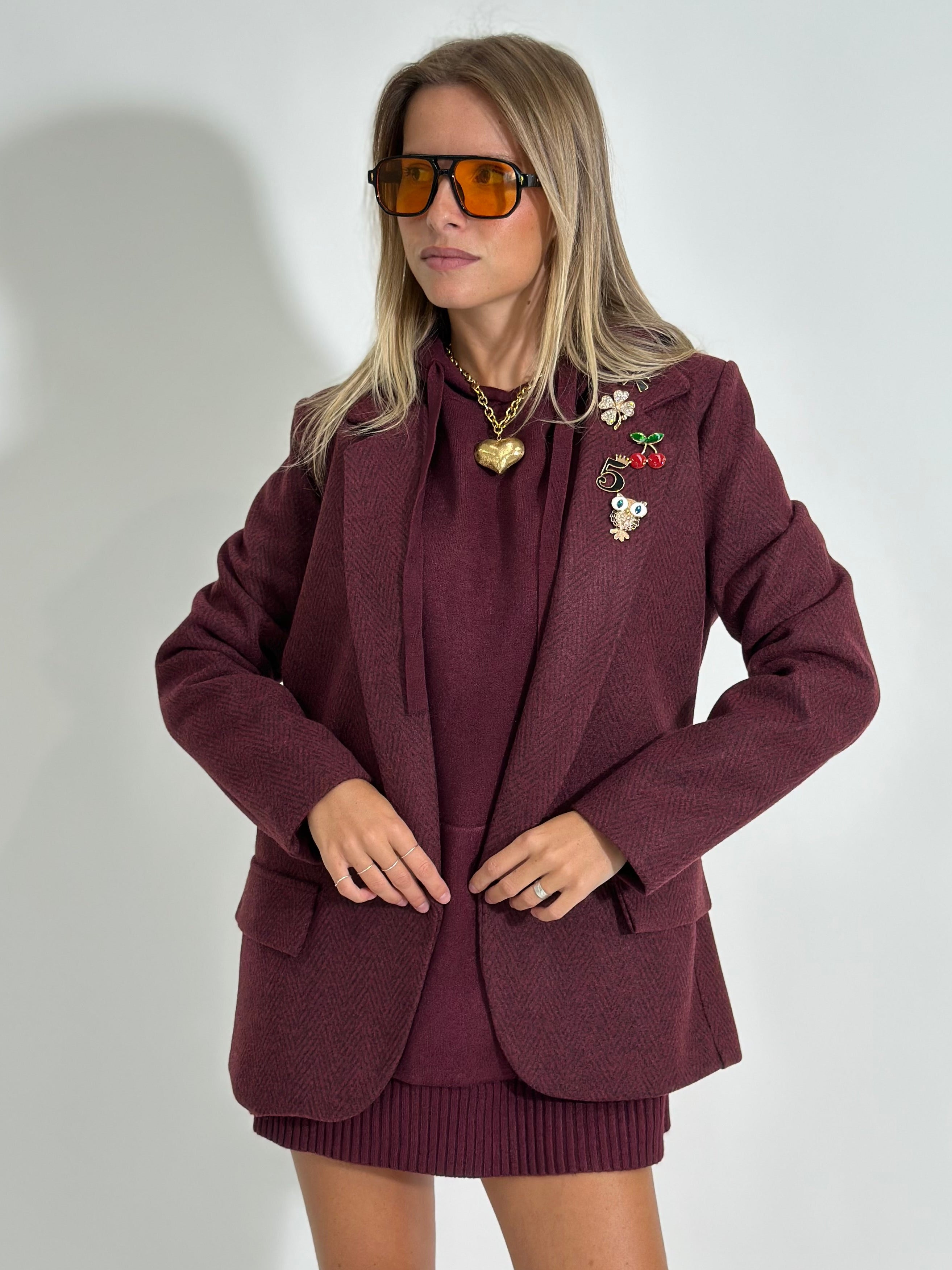 Giacca cintura 4182 BURGUNDY