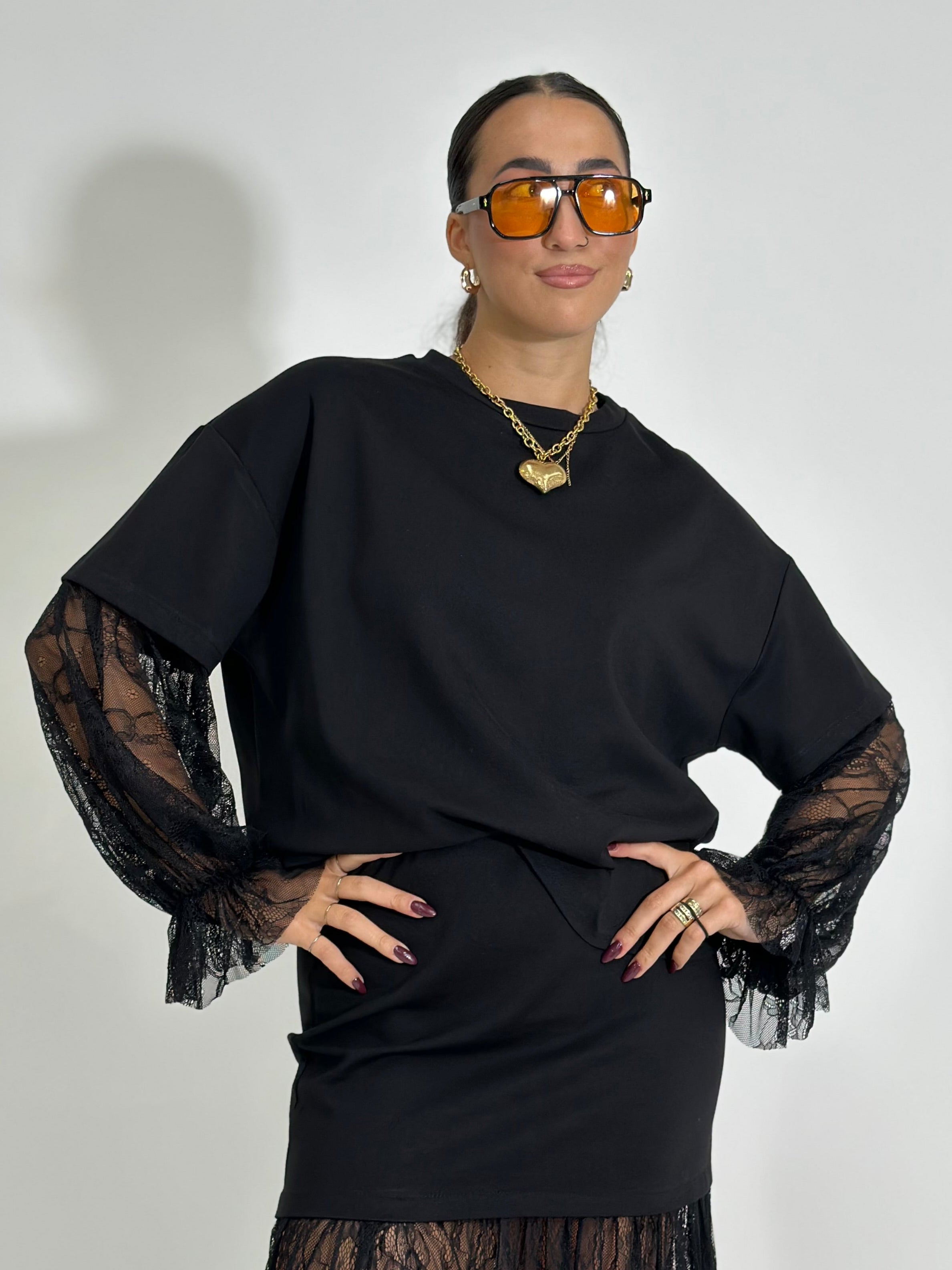 Maglia twin pizzo 55726 NERO
