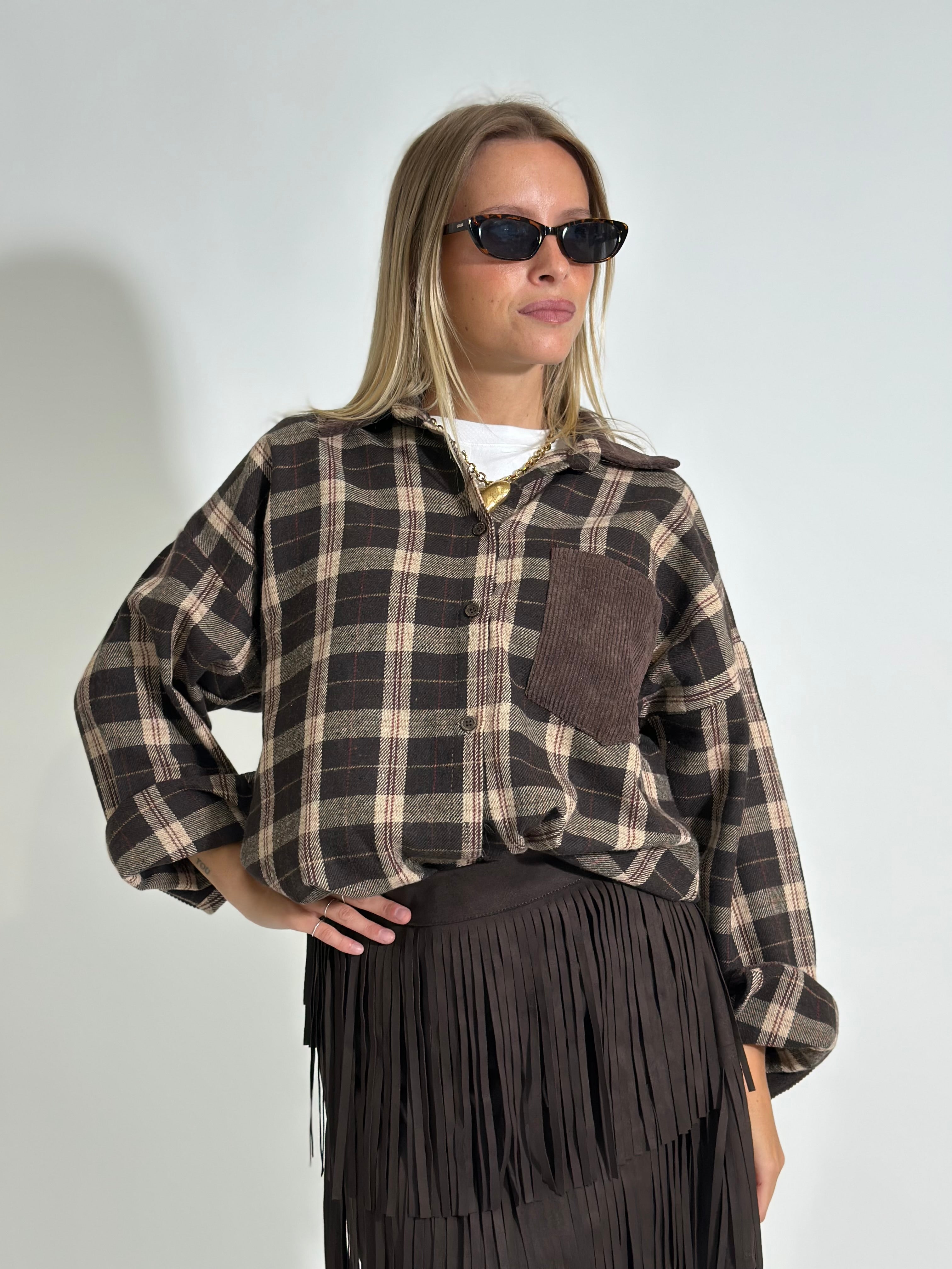 Camicia check 25683-1 MORO