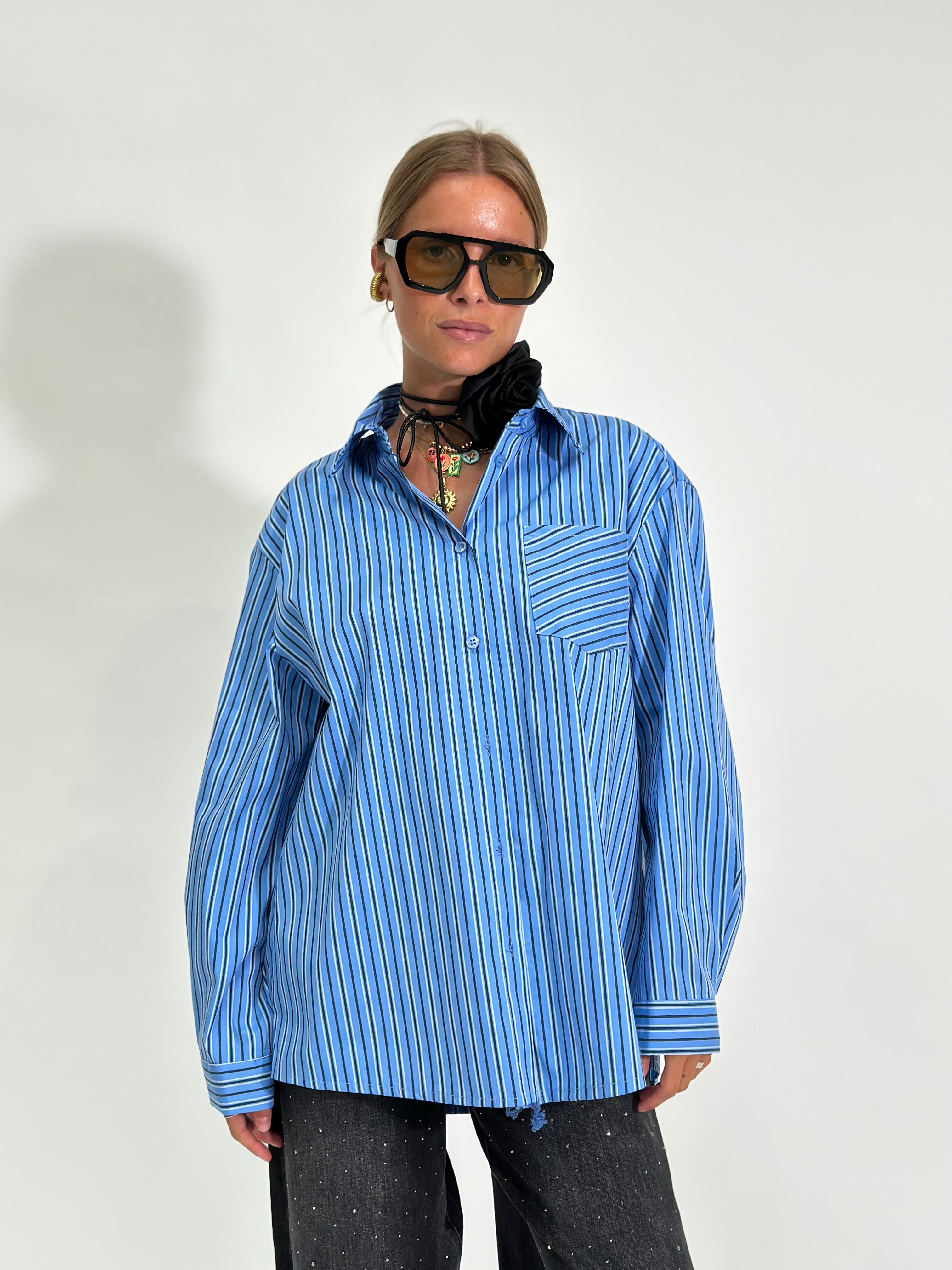Camicia bastoncino over 28813 AZZURRO