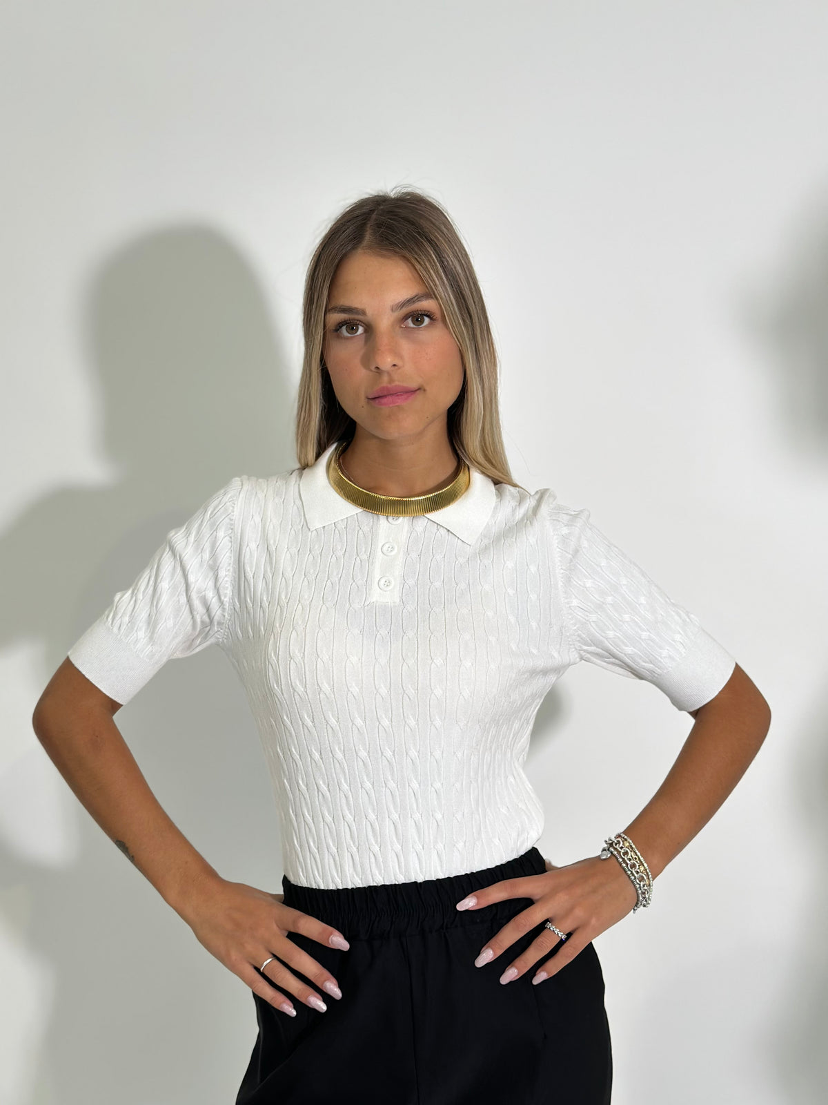 Maglia polo trecce 8761