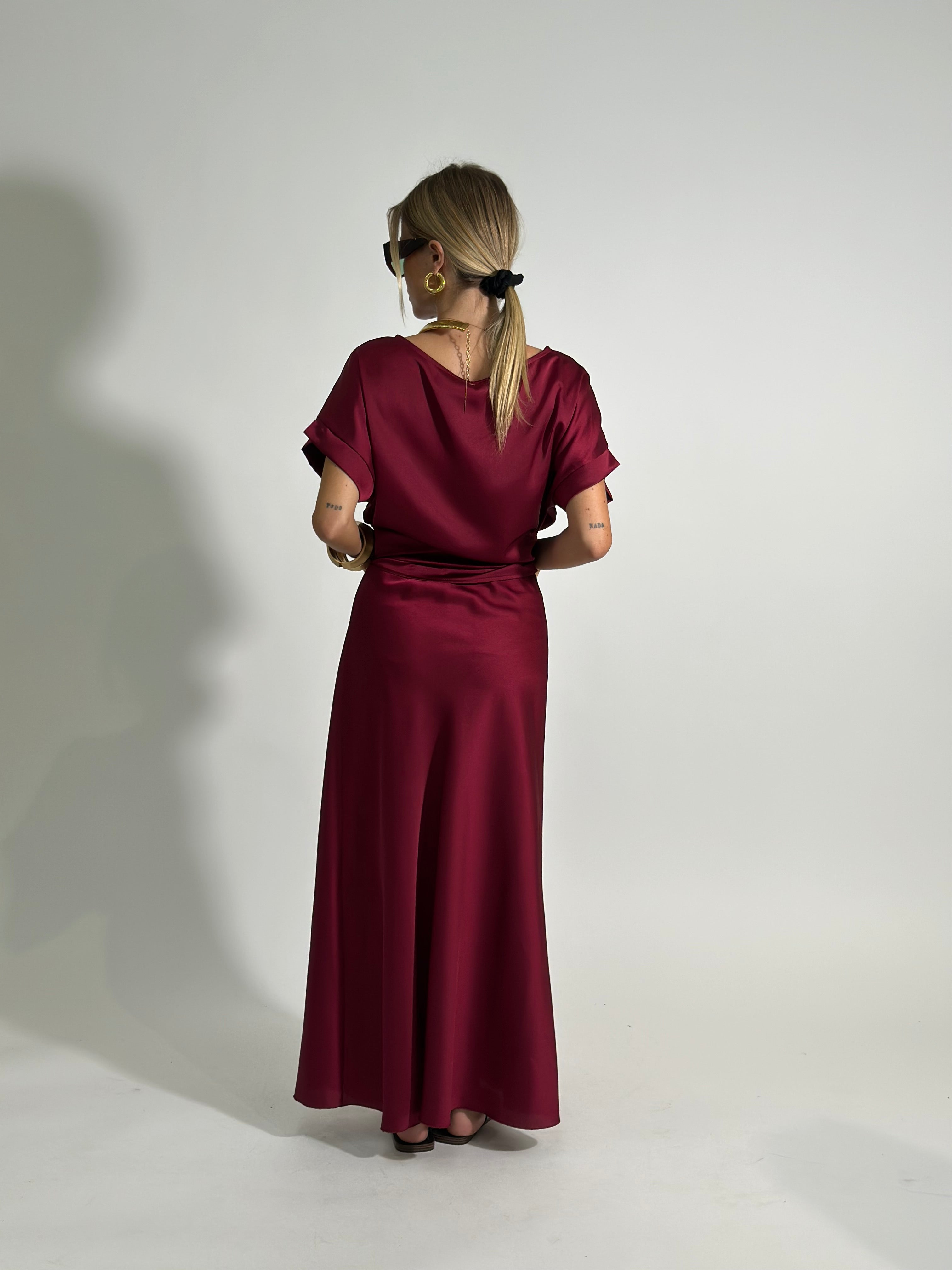 Gonna satin 2236 BORDO