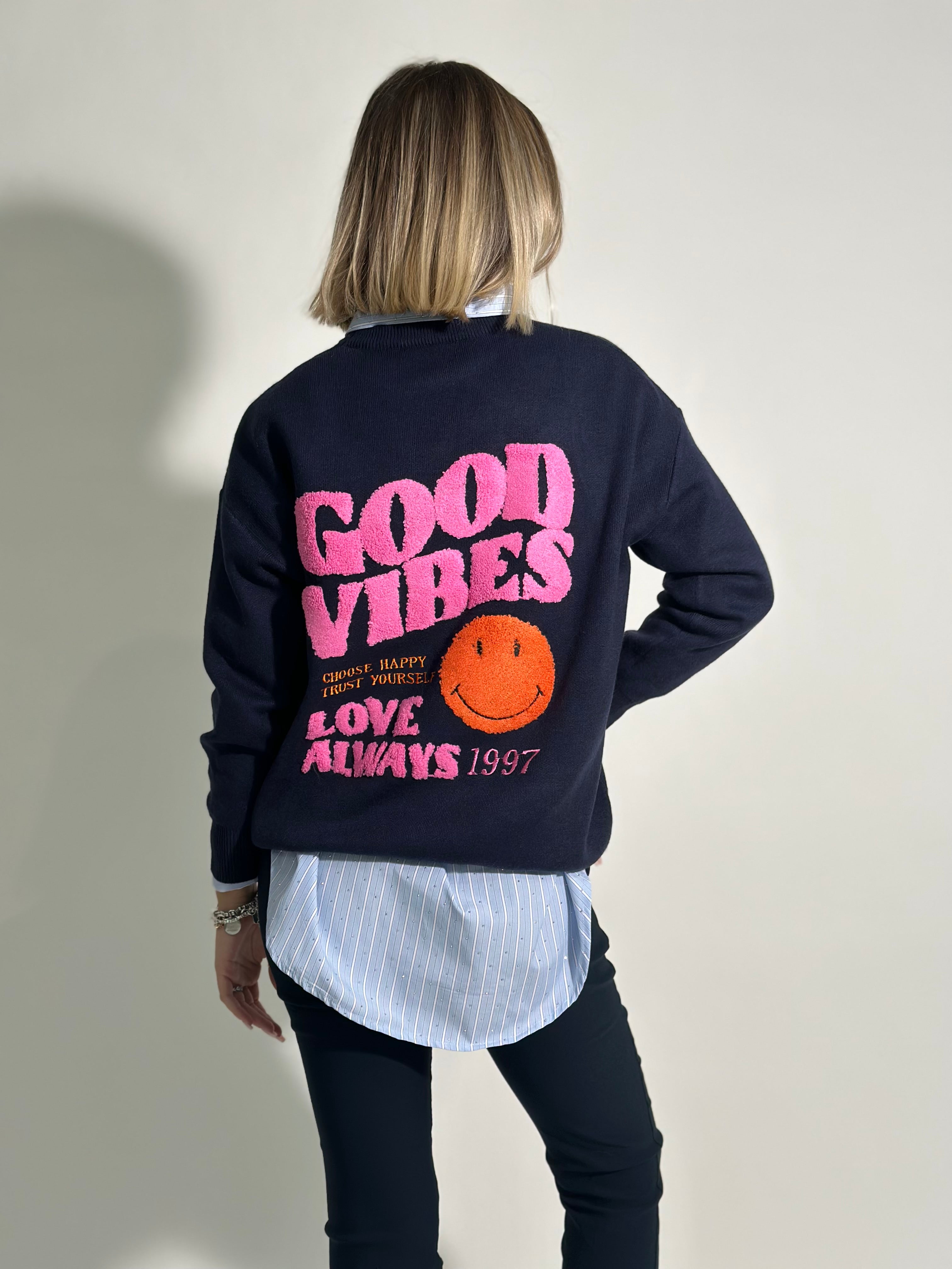 Maglia good vibes S11167 BLU