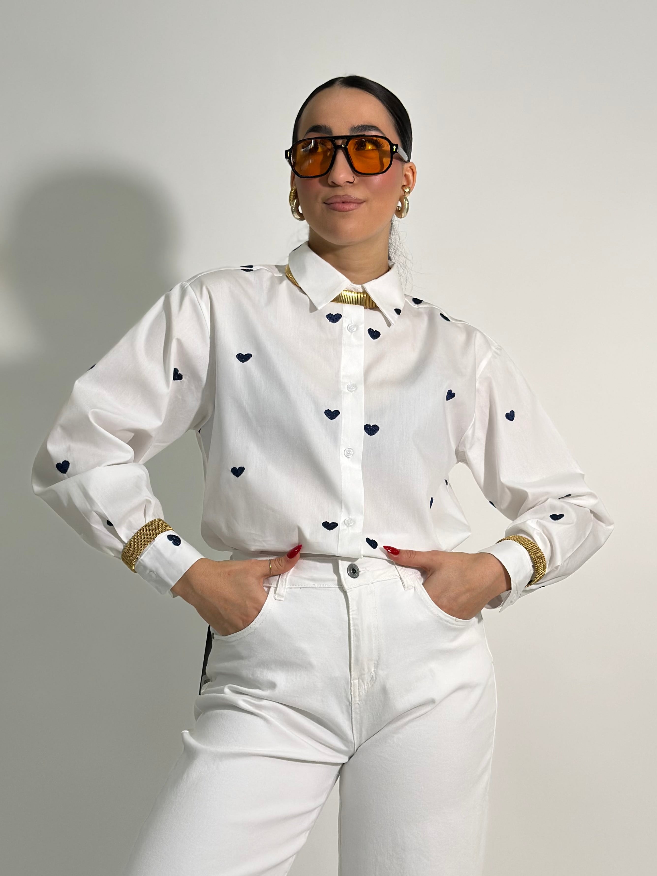 Camicia cuori HQ045 BLU