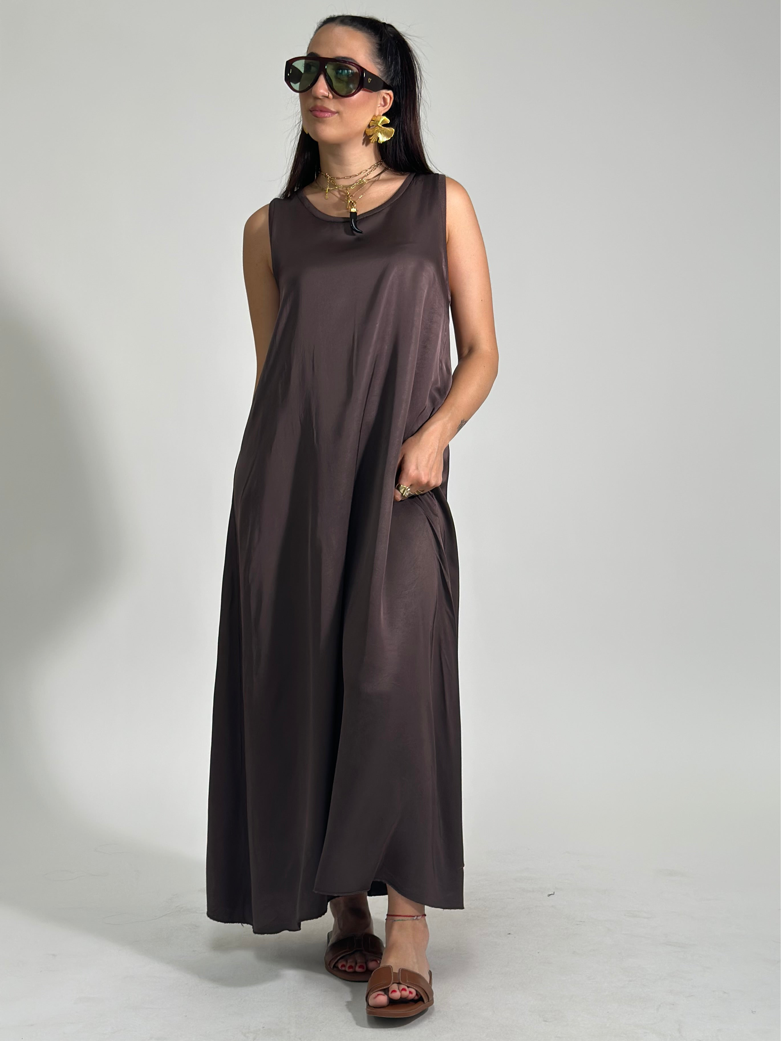 Abito satin T10199 CAFFE'