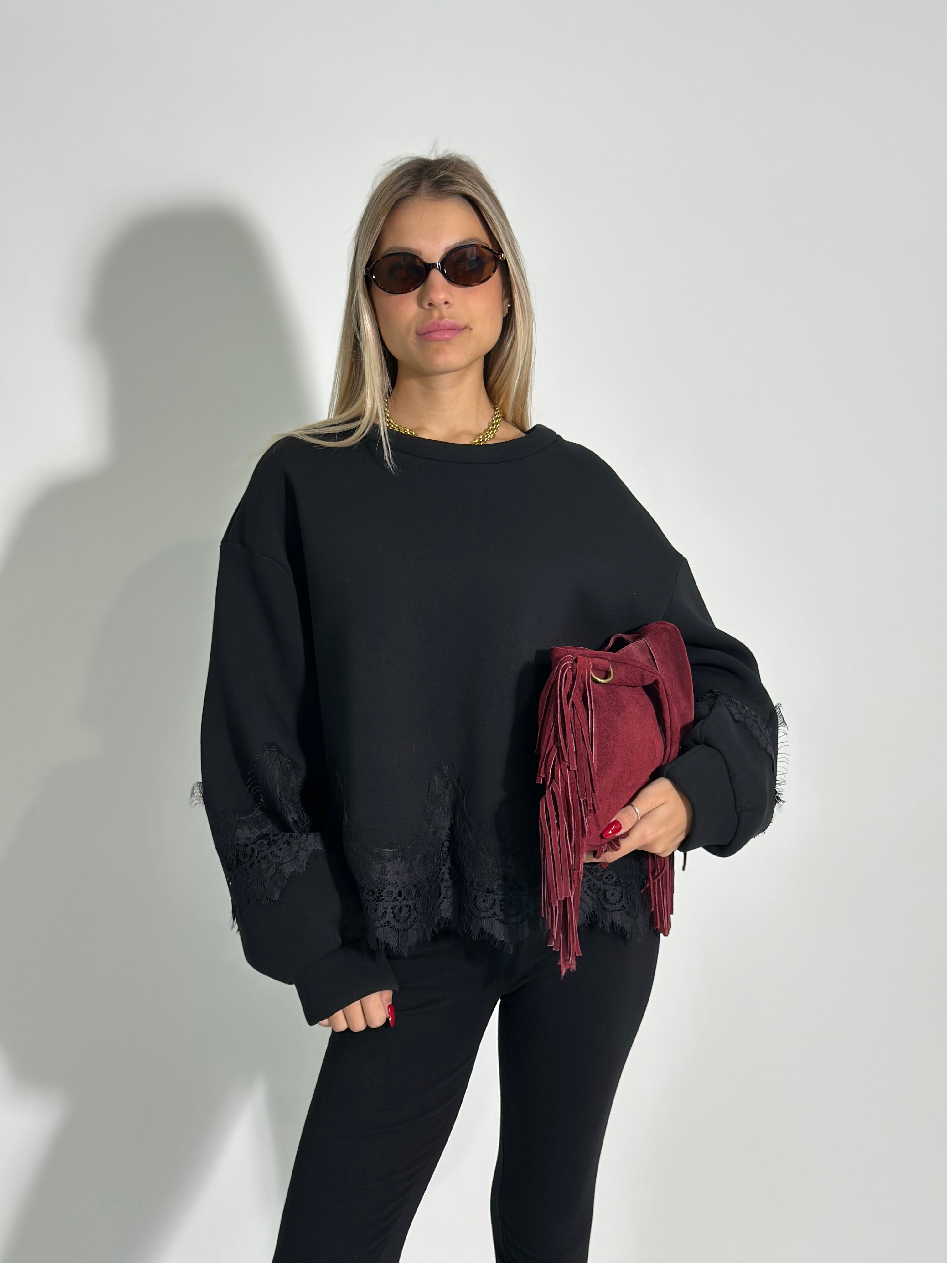 Felpa pizzo 9713 NERO