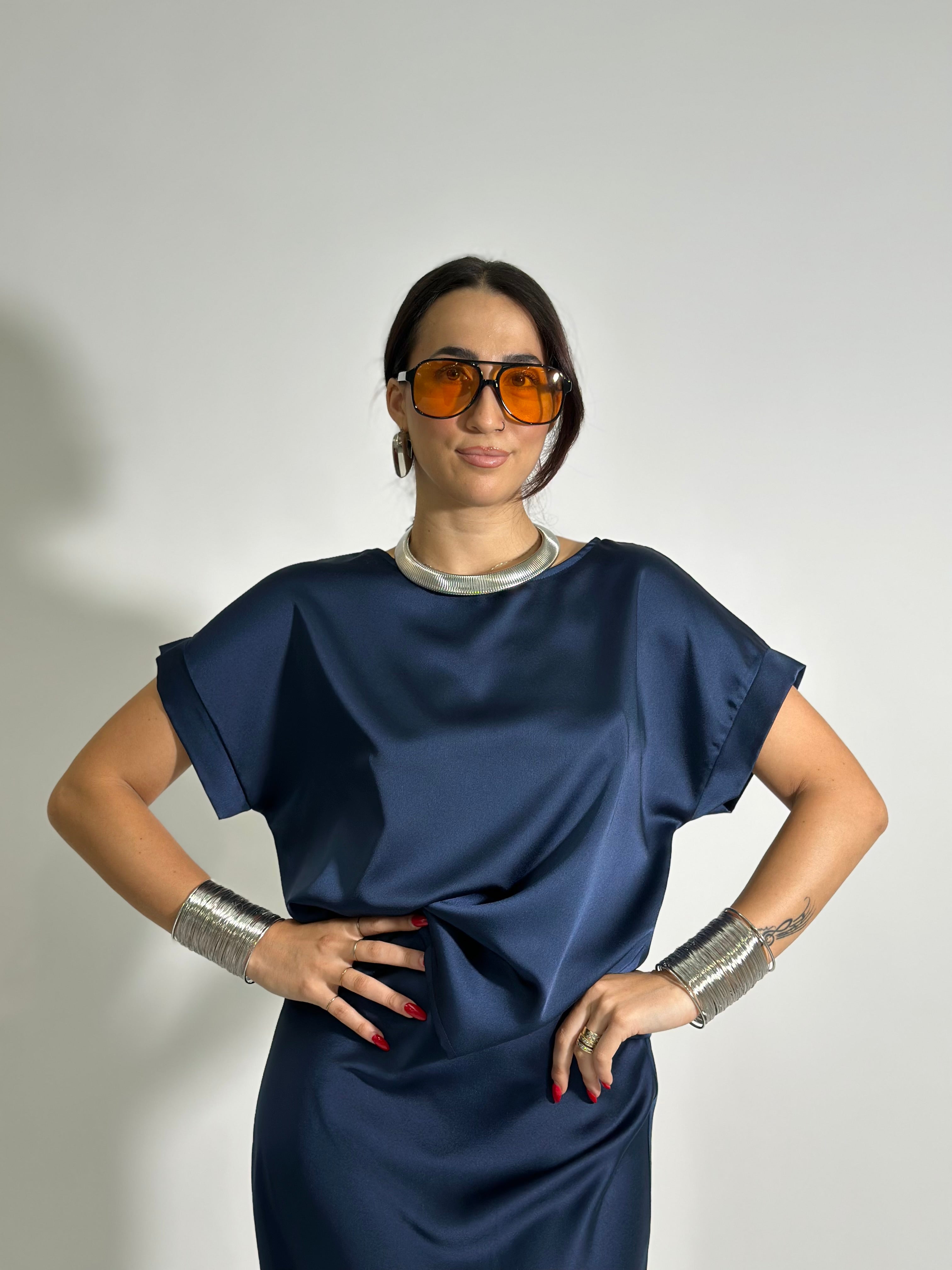 Camicia satin 1588 BLU