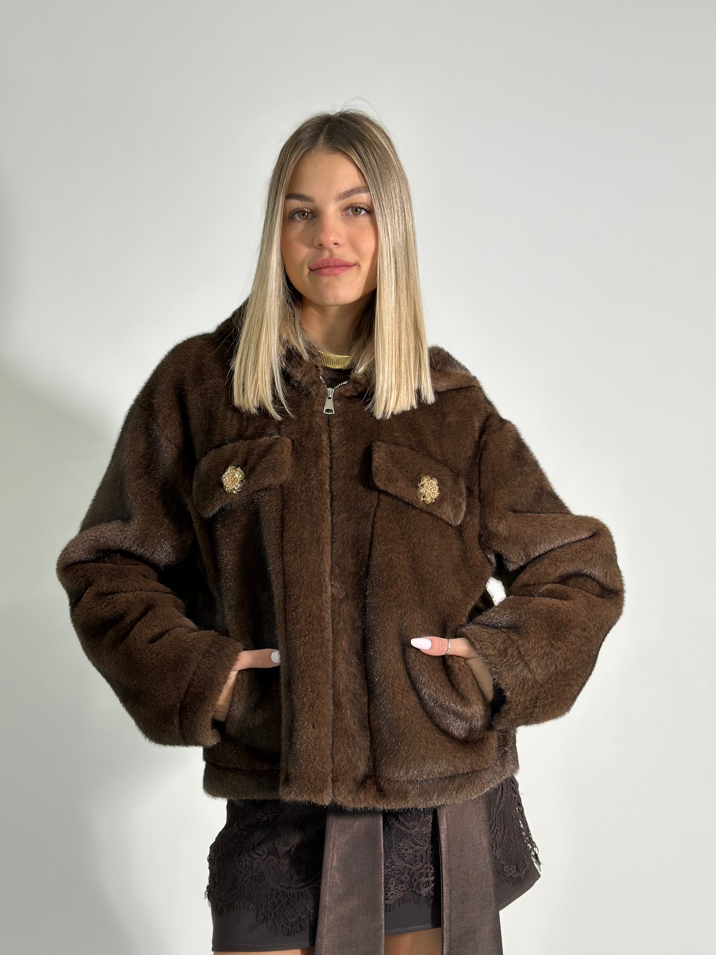 Pelliccia cappuccio 30078 MORO