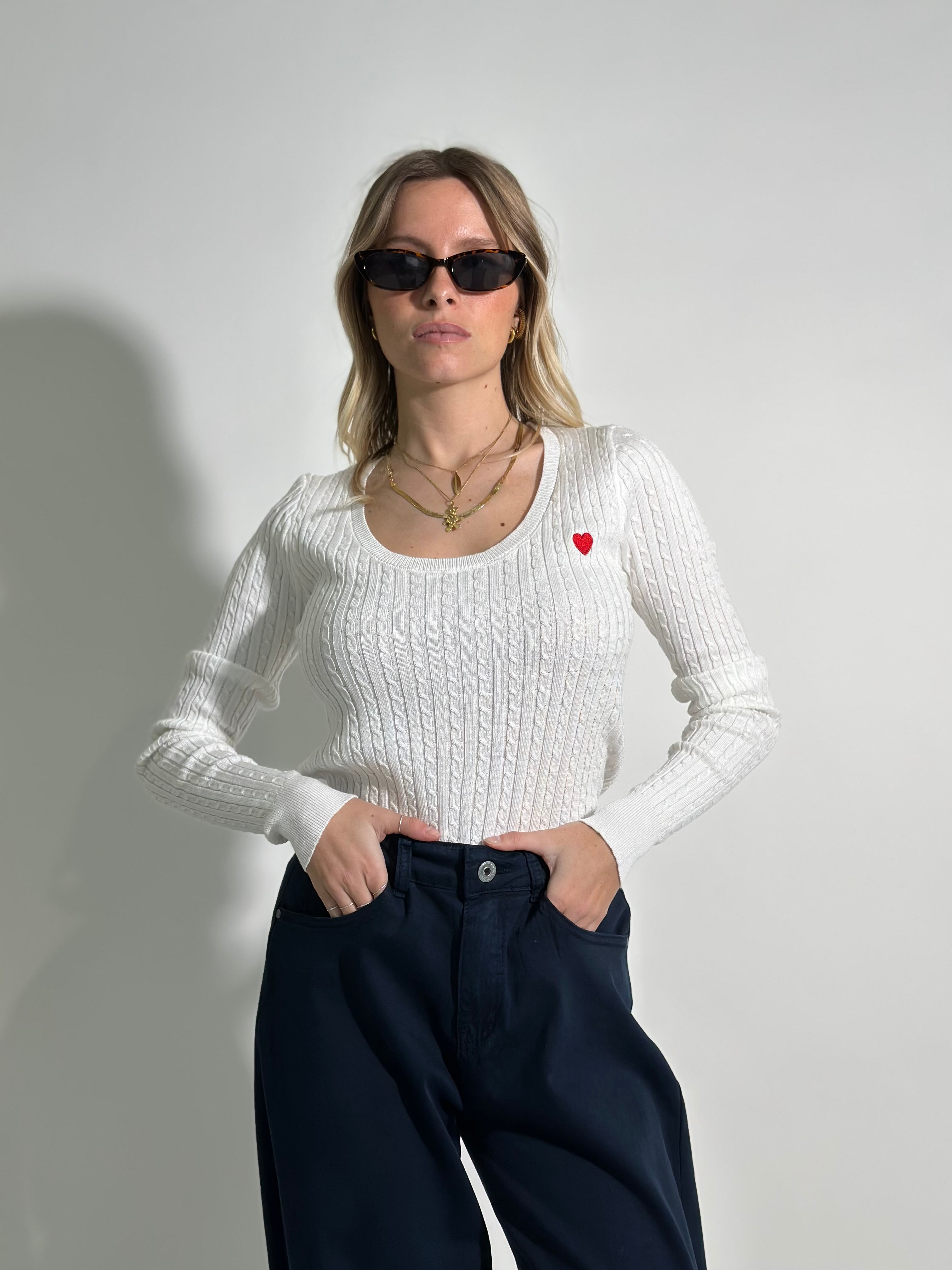 Maglia trecce cuore 1697