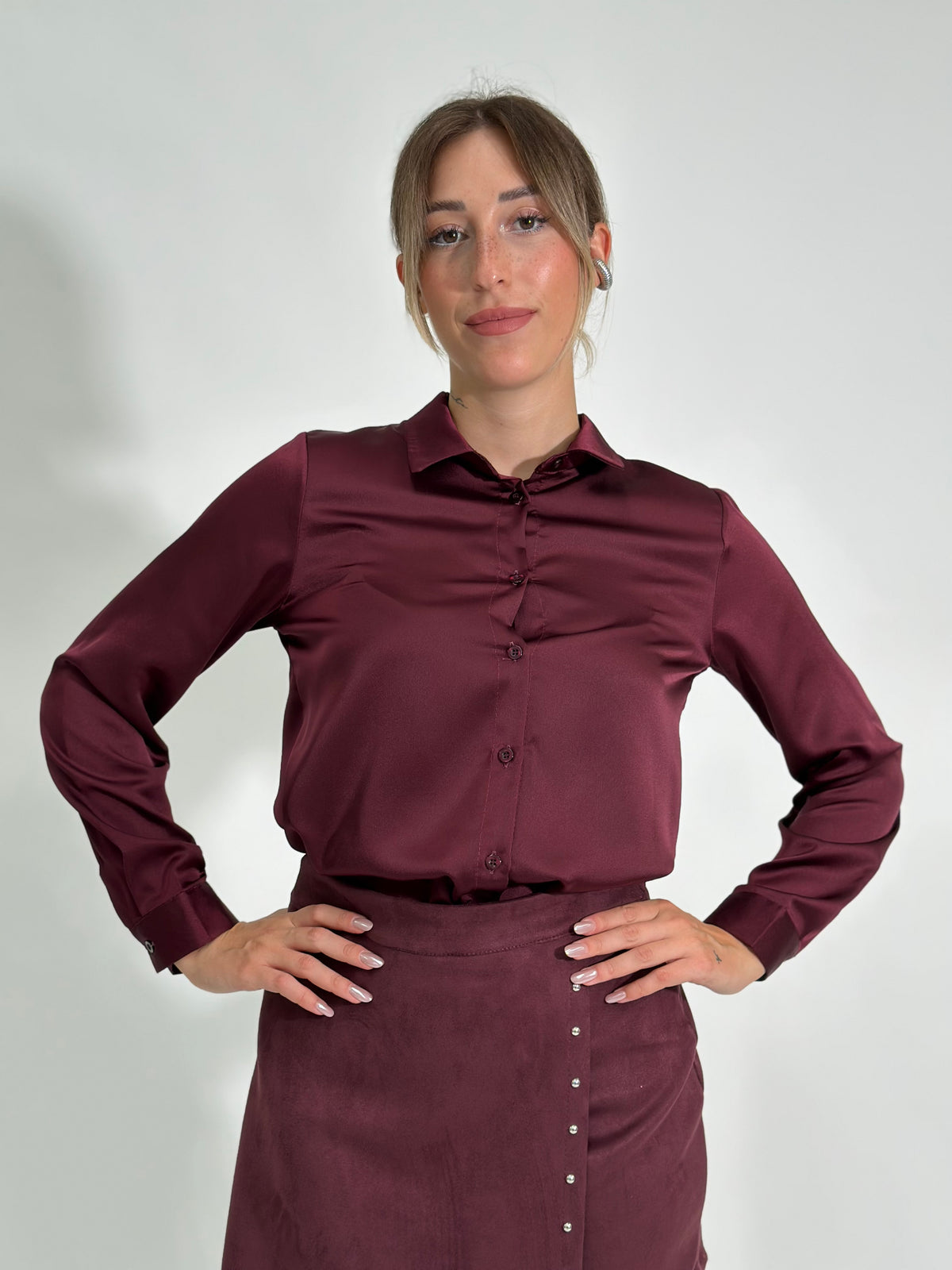 Camicia satin 24244 T.U. BORDEAUX