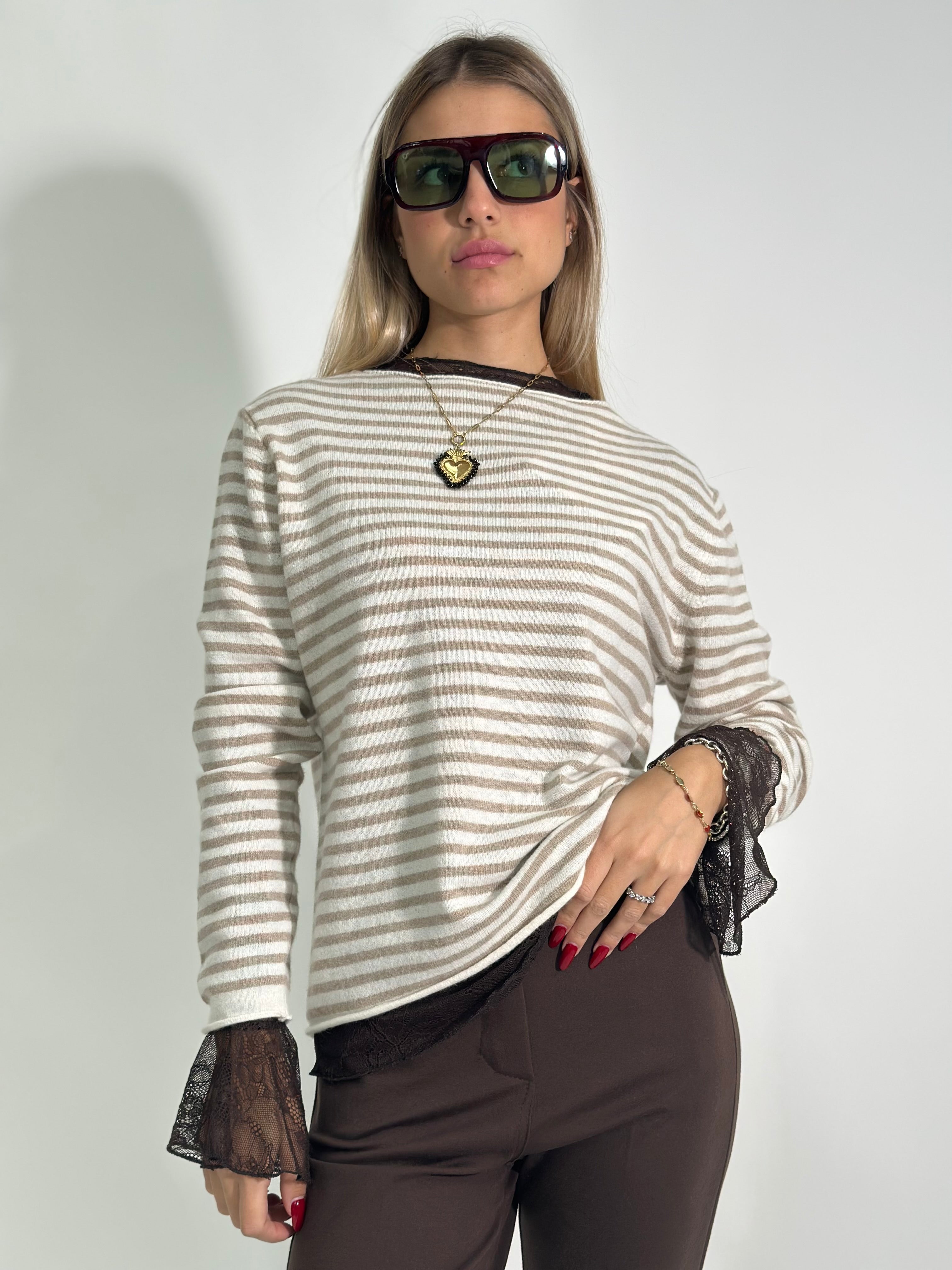 Maglia cashmere blend 6631 BEIGE