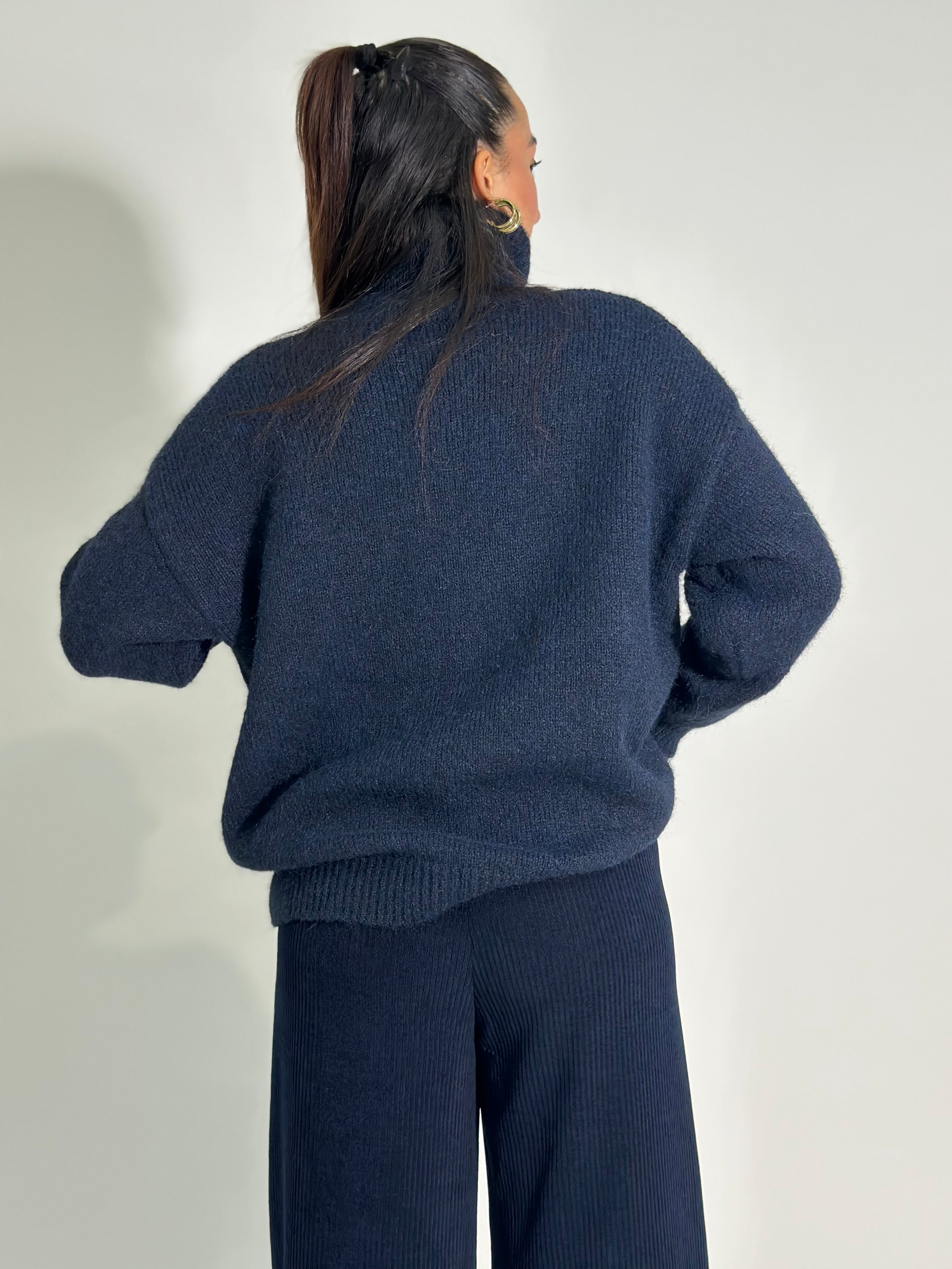 Maglia bottoni color W46790 BLU