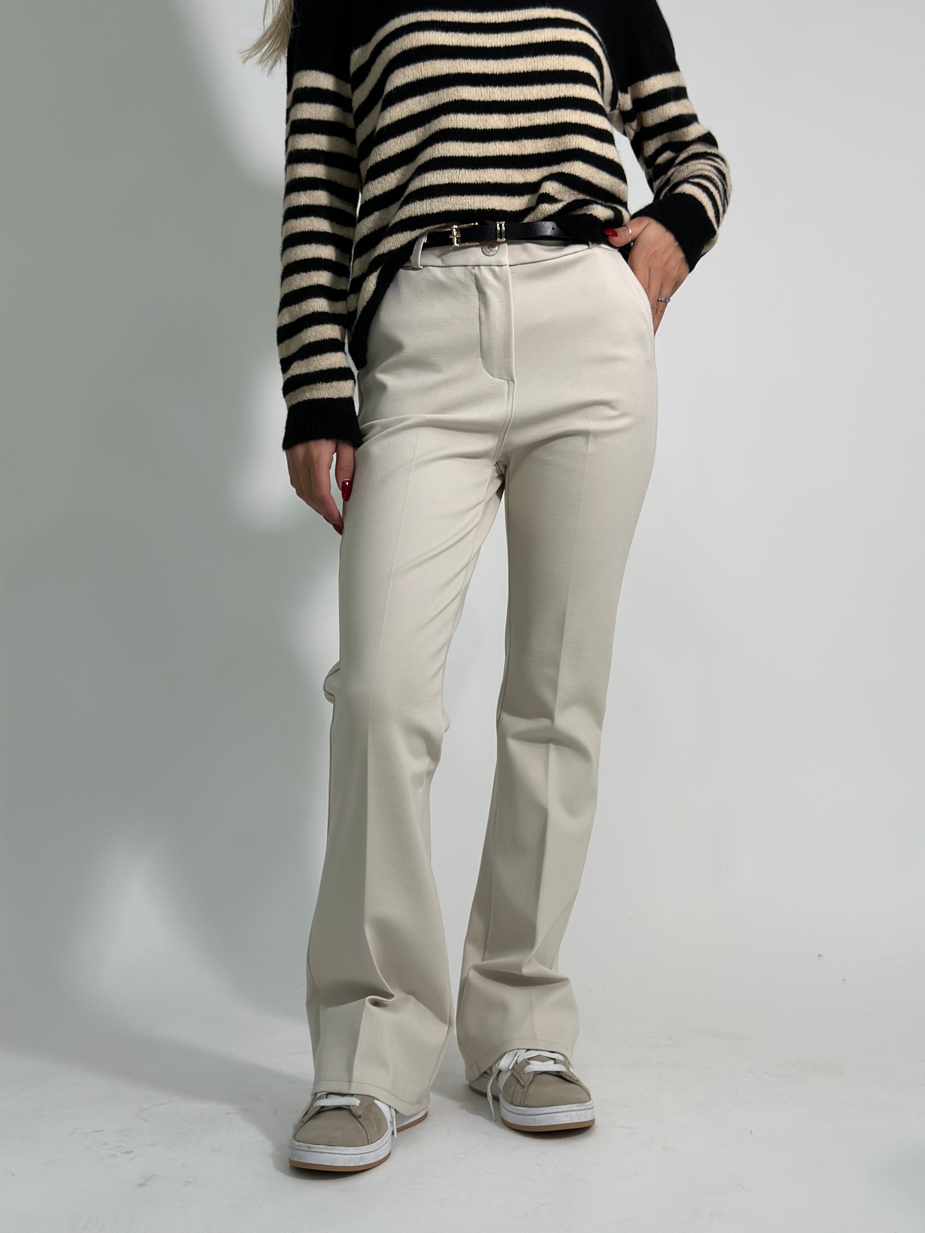 Pantalone flare tasca 51134 PANNA