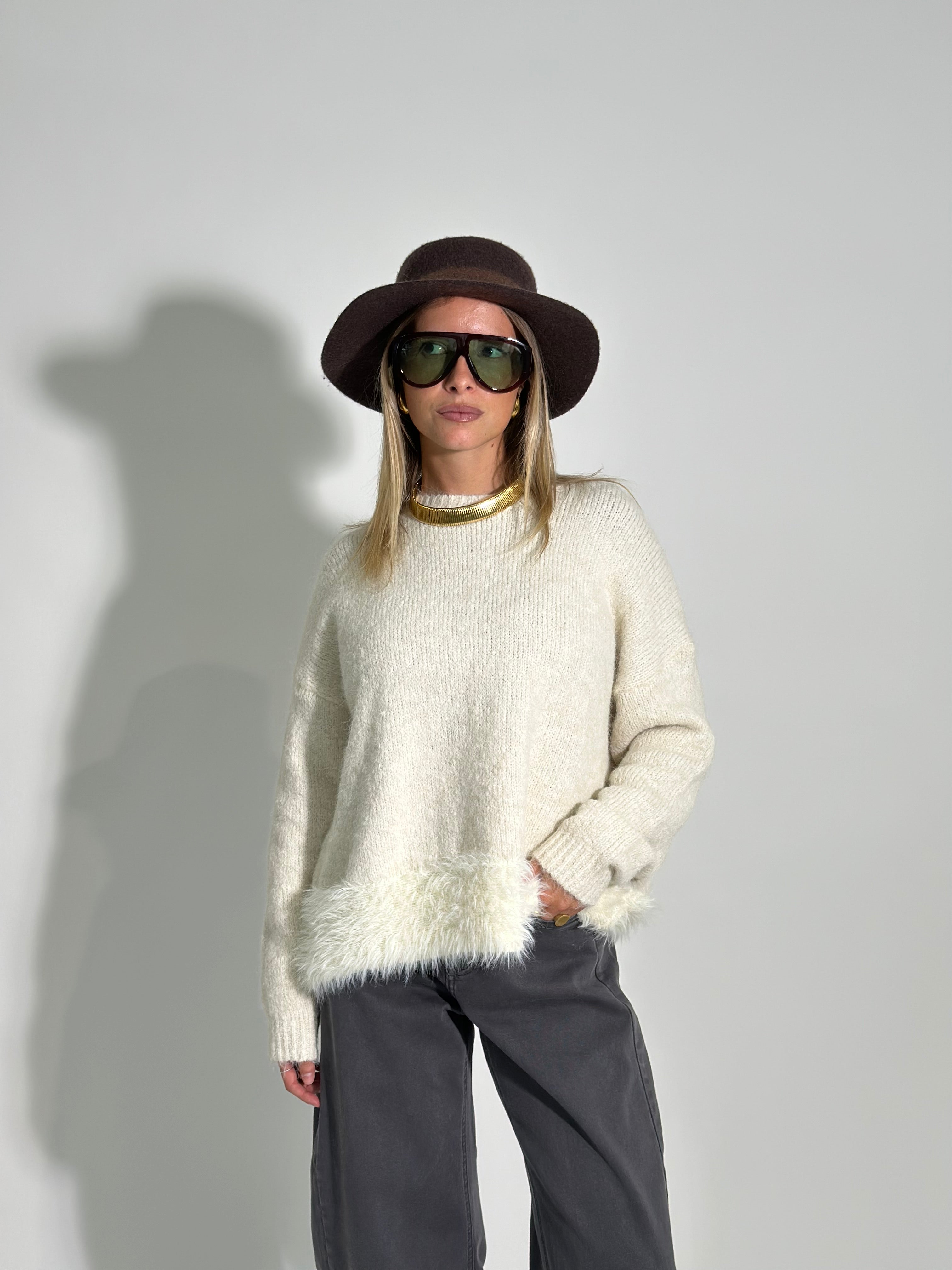 Maglia mohair J28133 PANNA