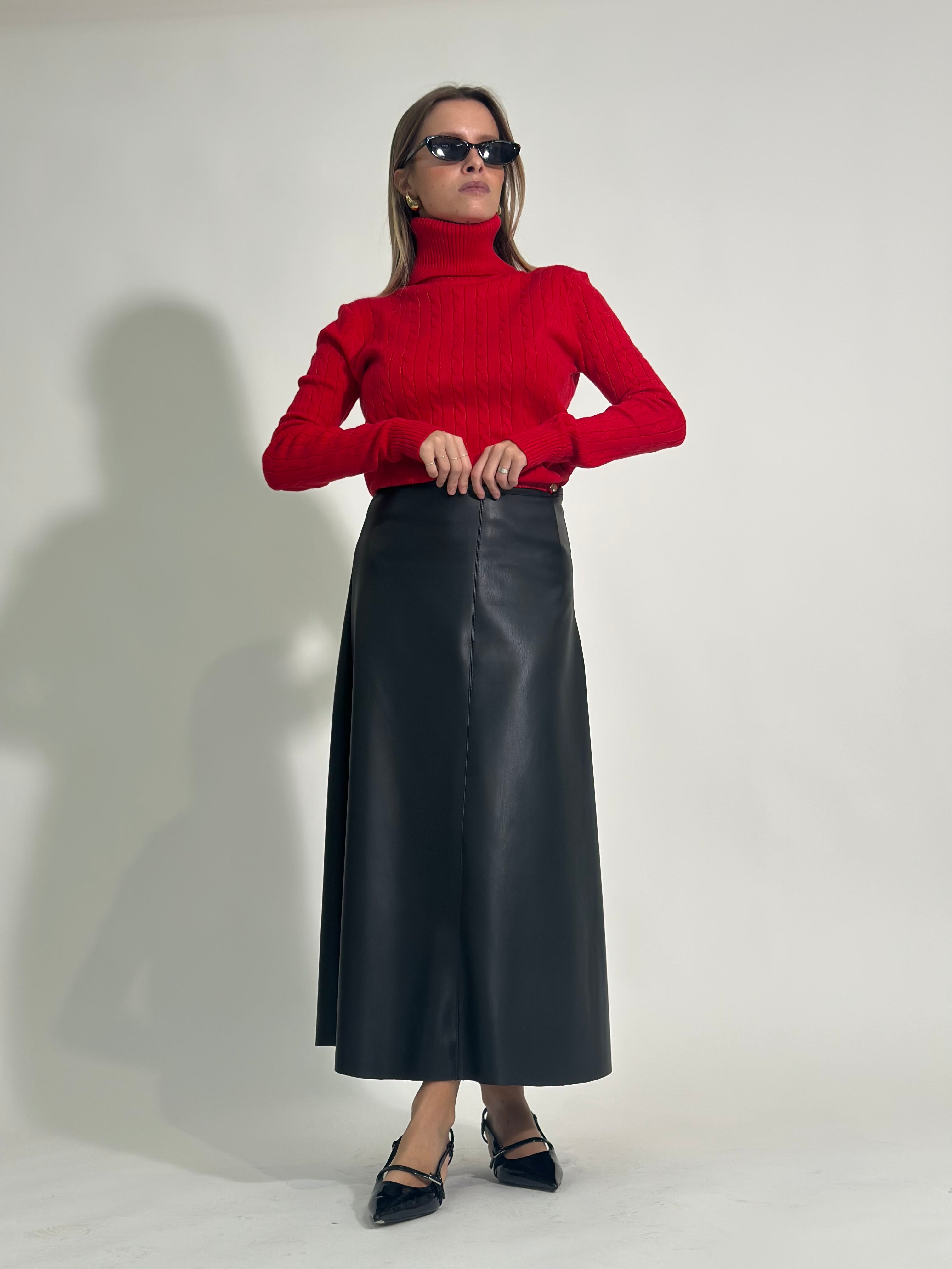 Gonna ecopelle 8066 NERO