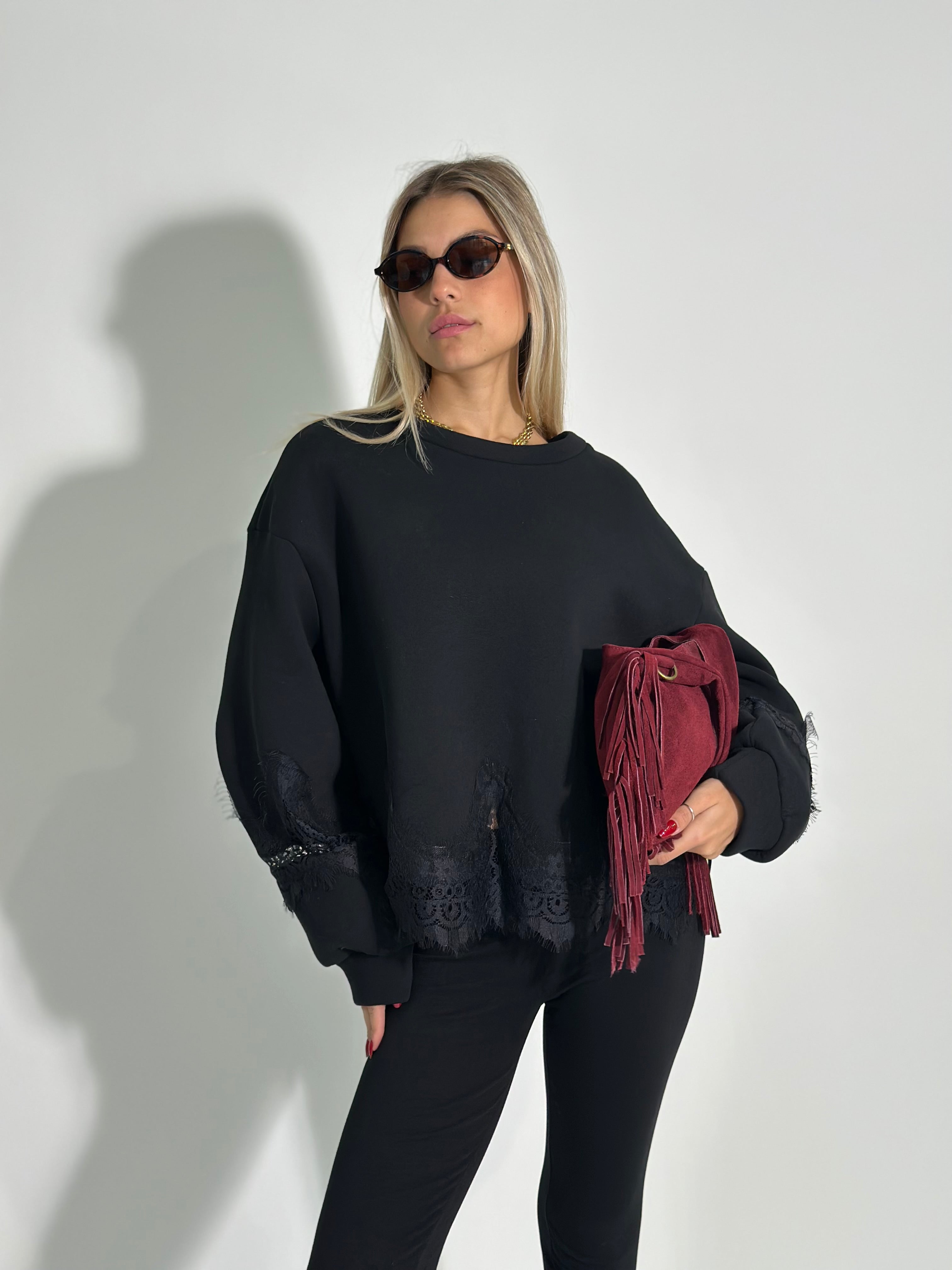 Felpa pizzo 9713 NERO