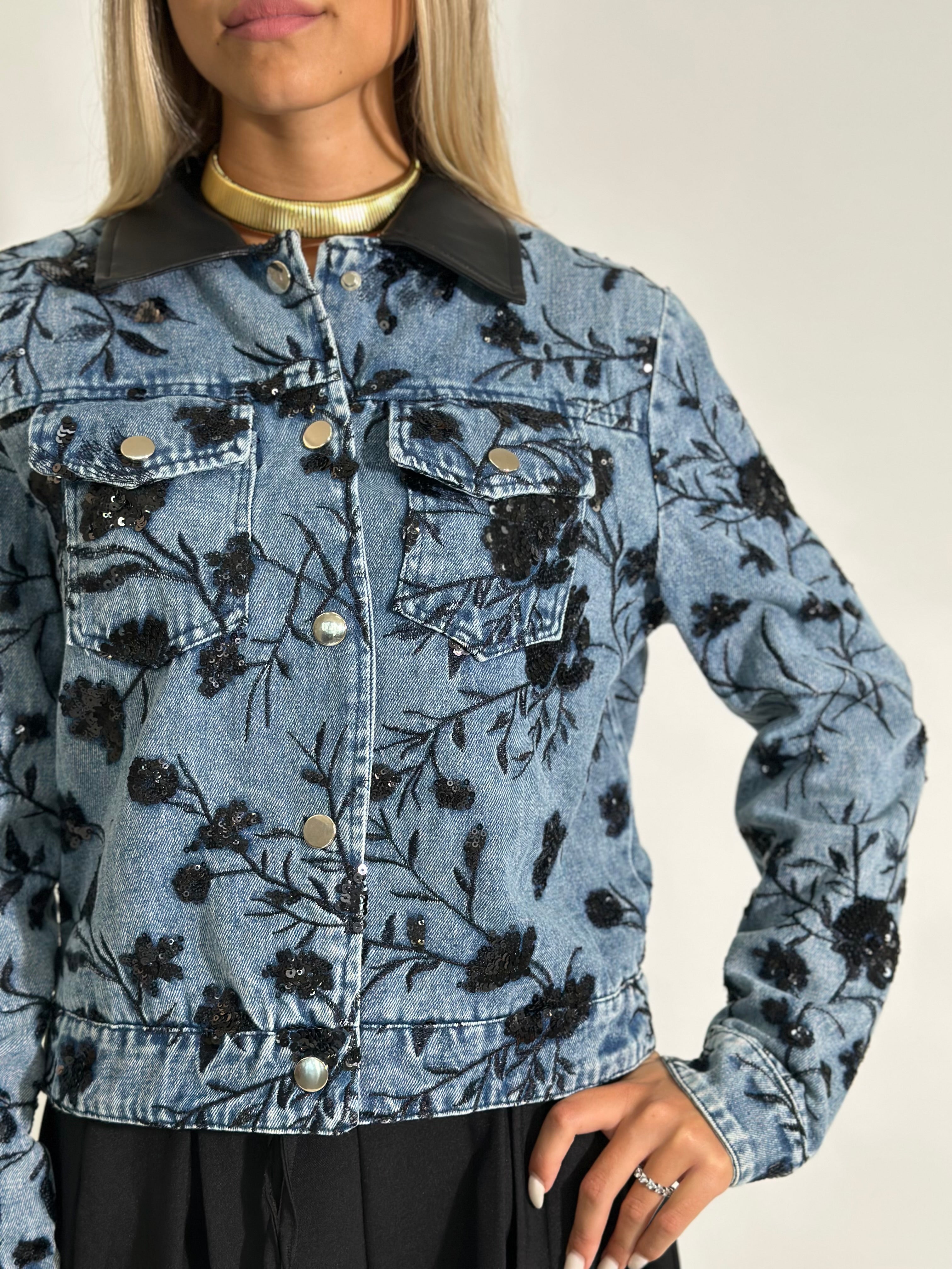 Giubbino jeans paillettes M1030