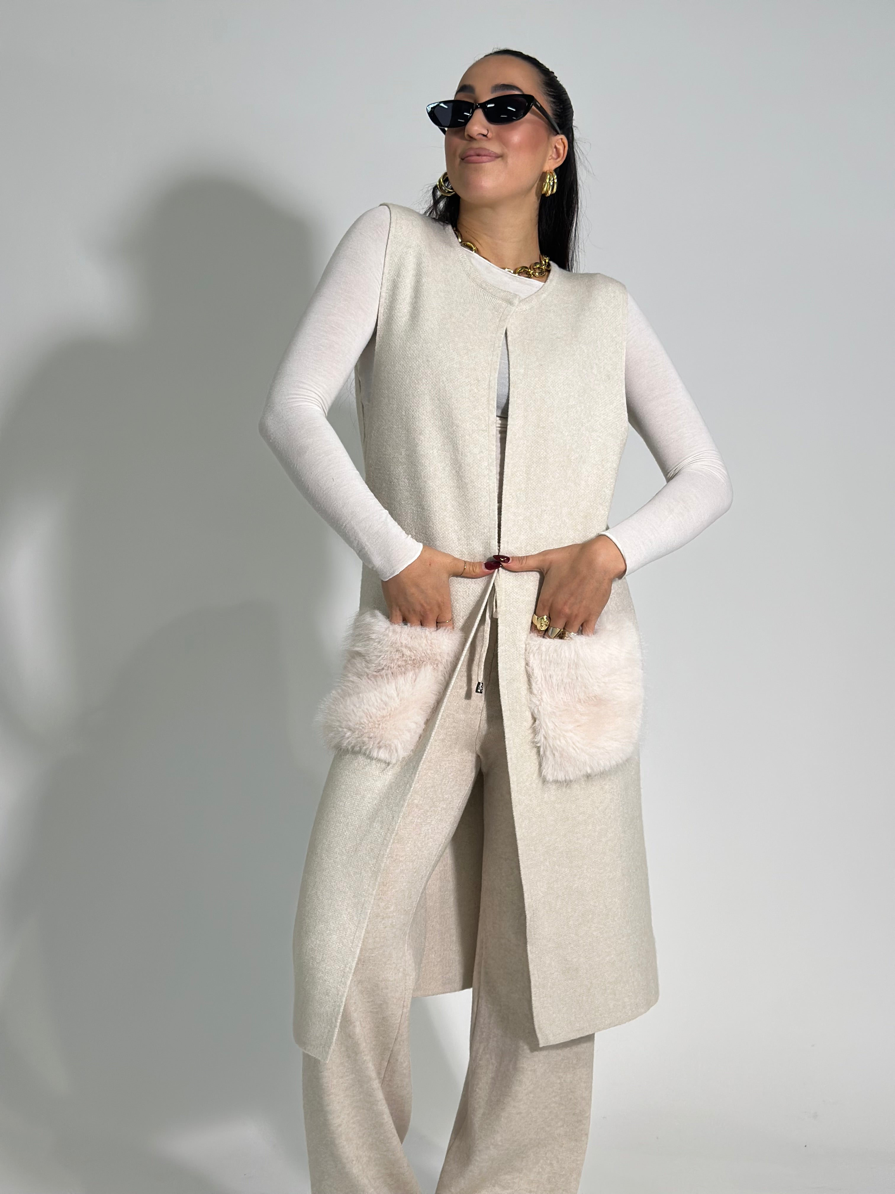 Gilet tasche C689 ECRU