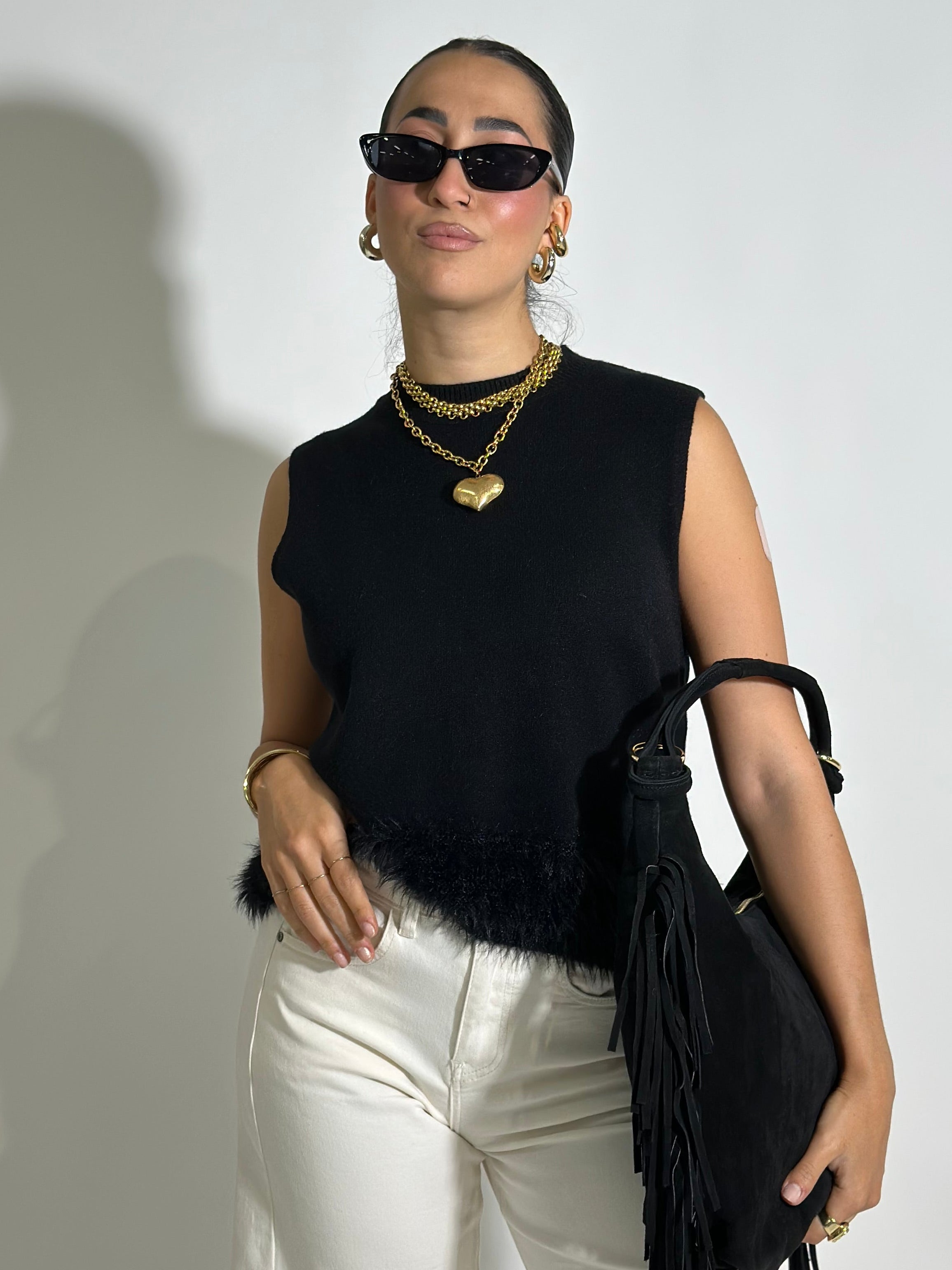 Gilet fluffy 6249 NERO
