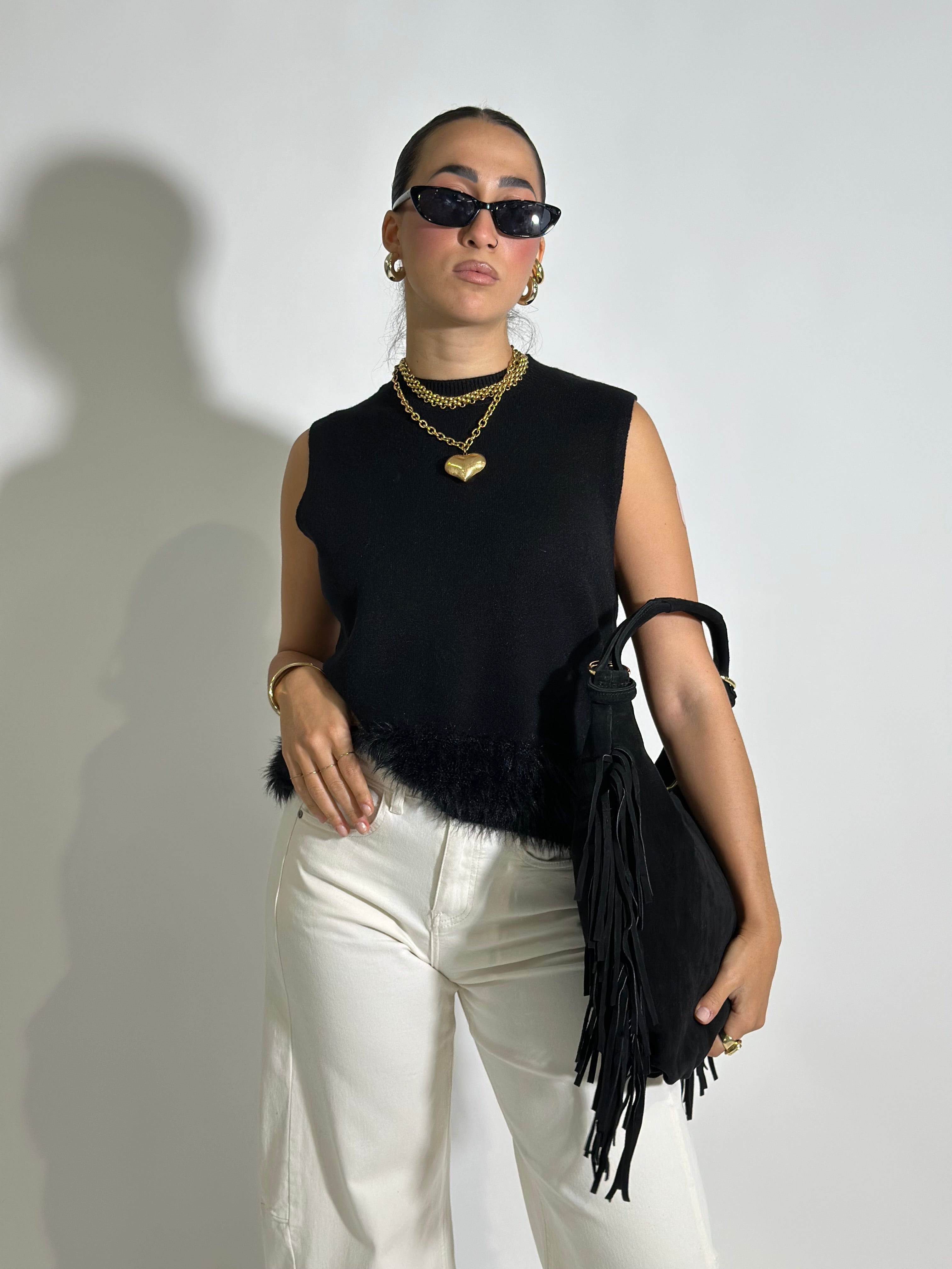 Gilet fluffy 6249 NERO
