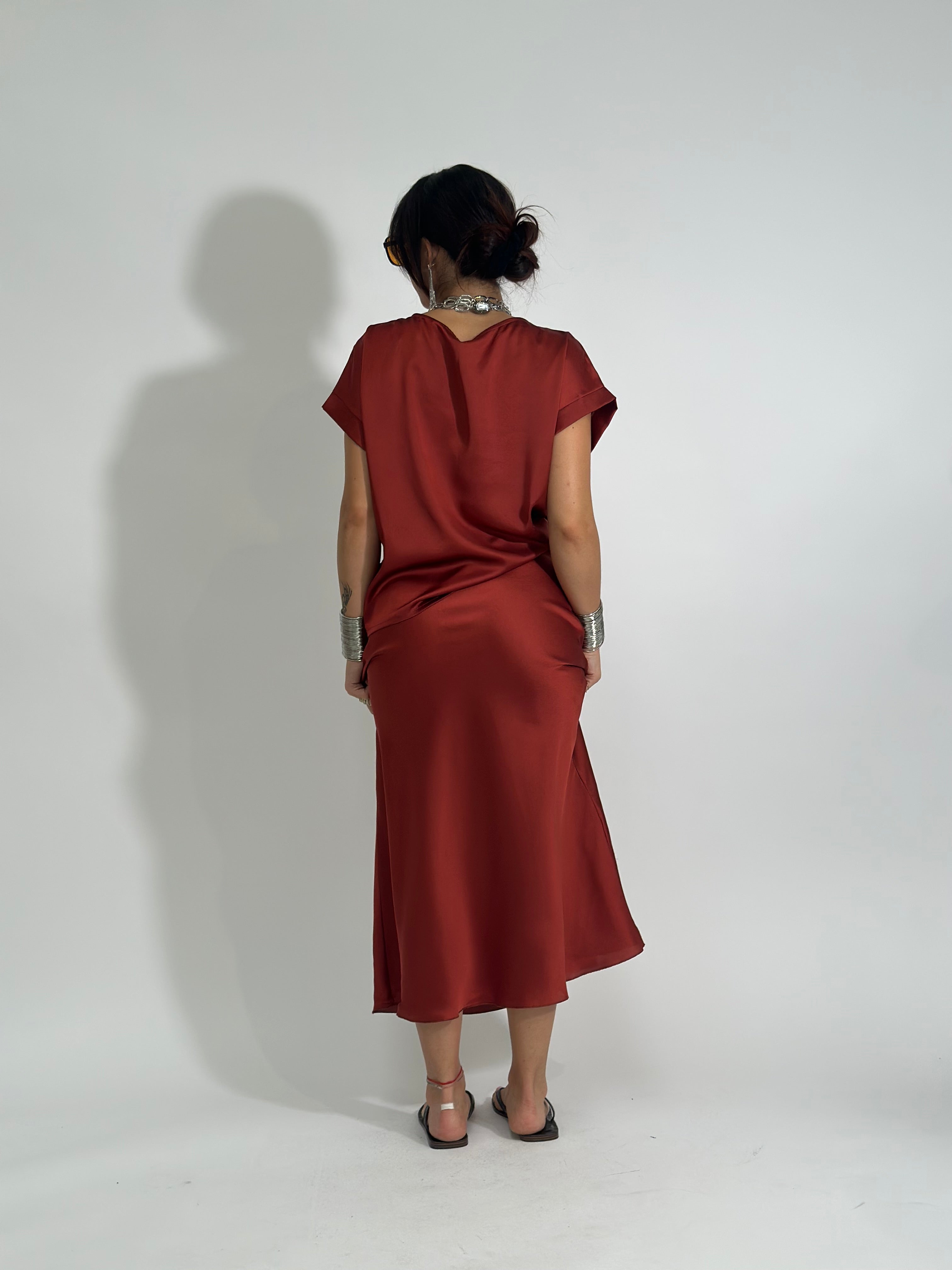 Gonna satin 2236 MATTONE