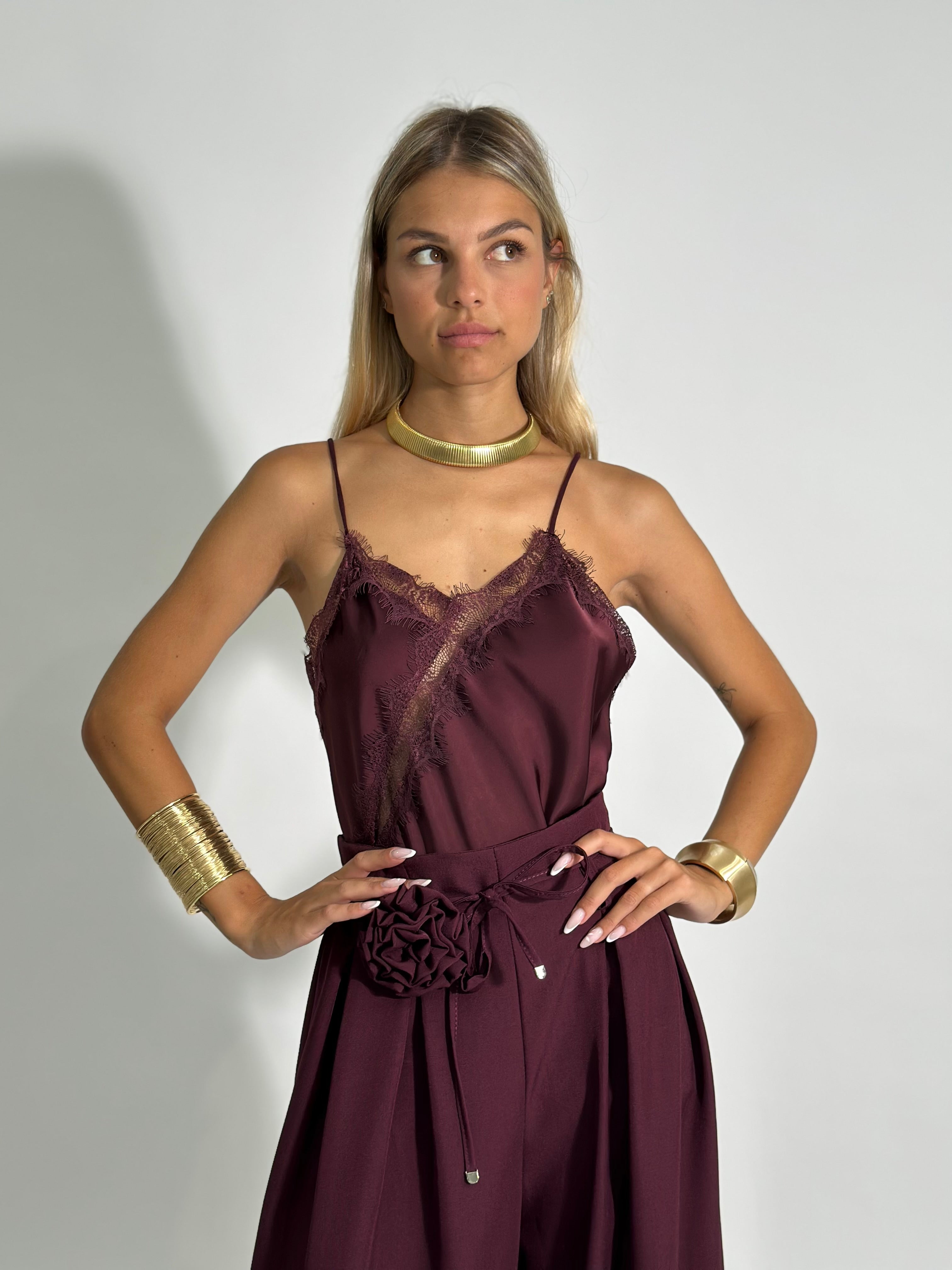 Top satin pizzo 19651 BURGUNDY