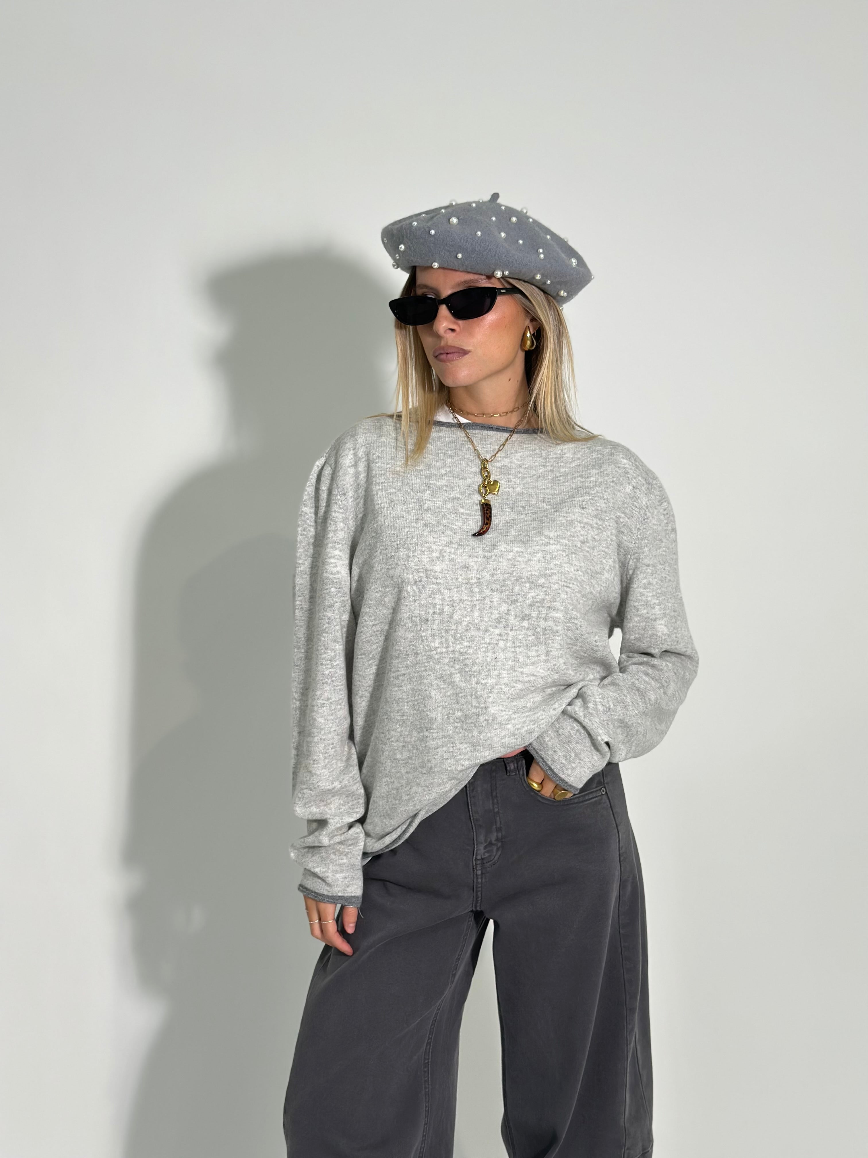 Maglia cashmere blend Bicolore 6635 G. CHIARO