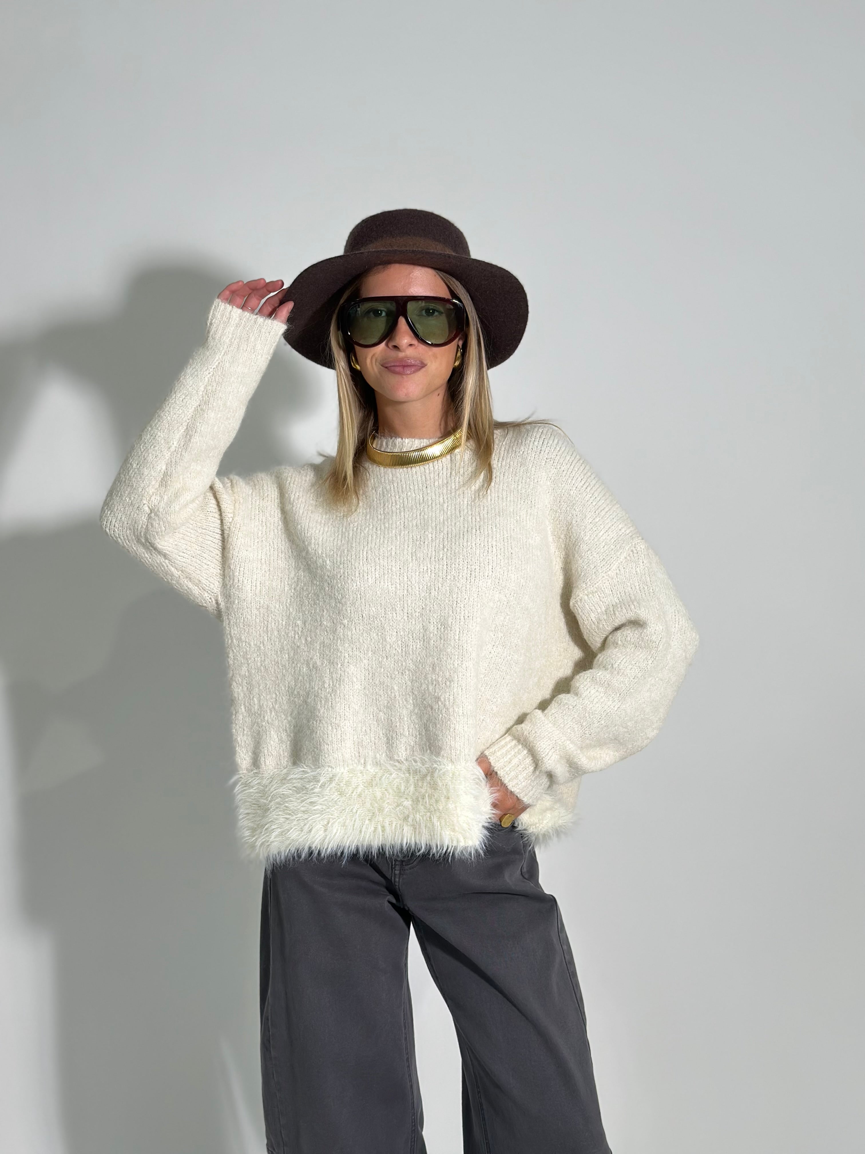 Maglia mohair J28133 PANNA