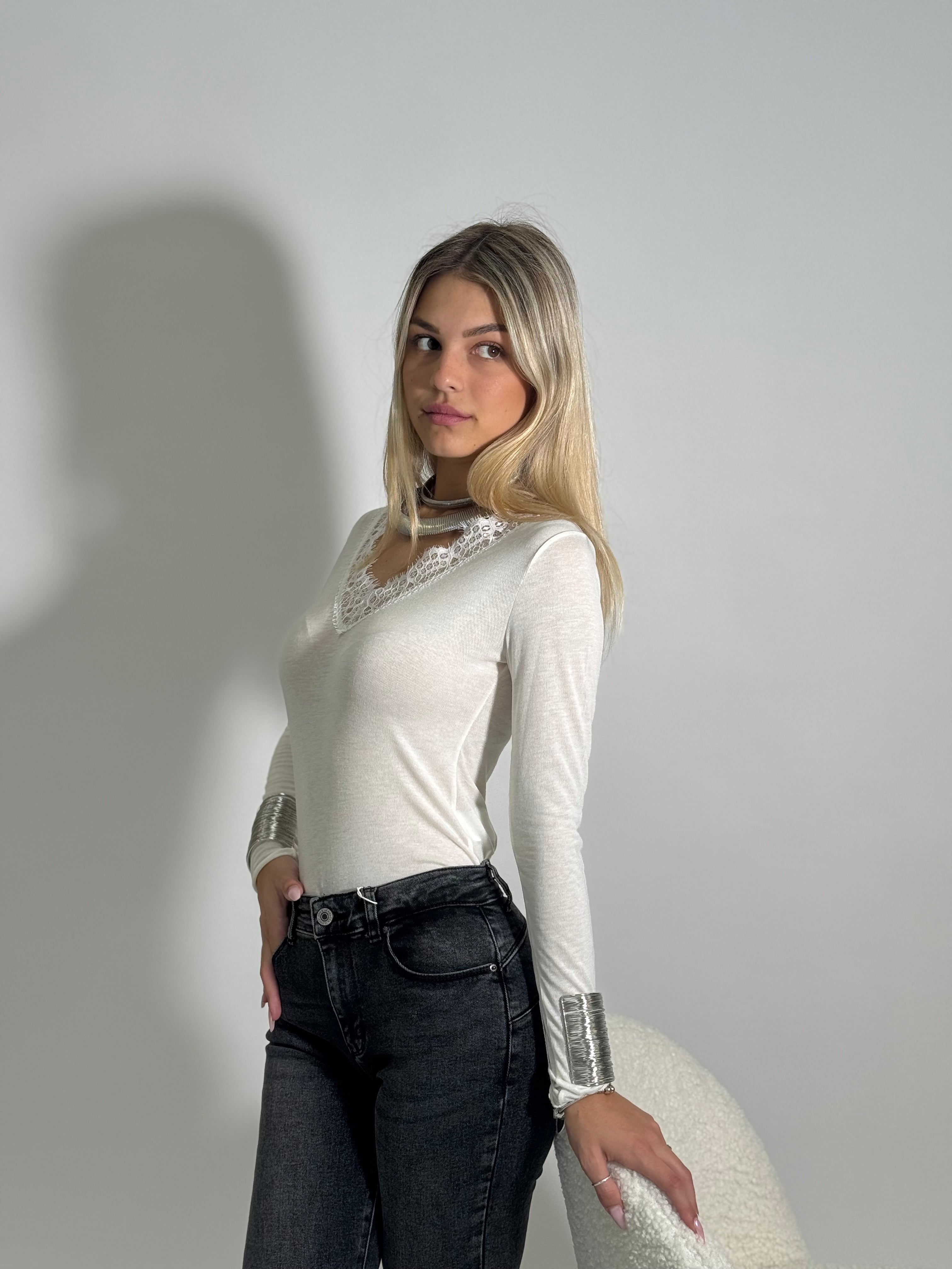 Maglia light cashmere pizzo 26546A