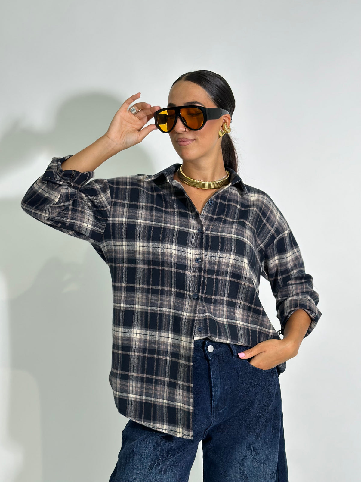 Camicia madras 13731 BLU
