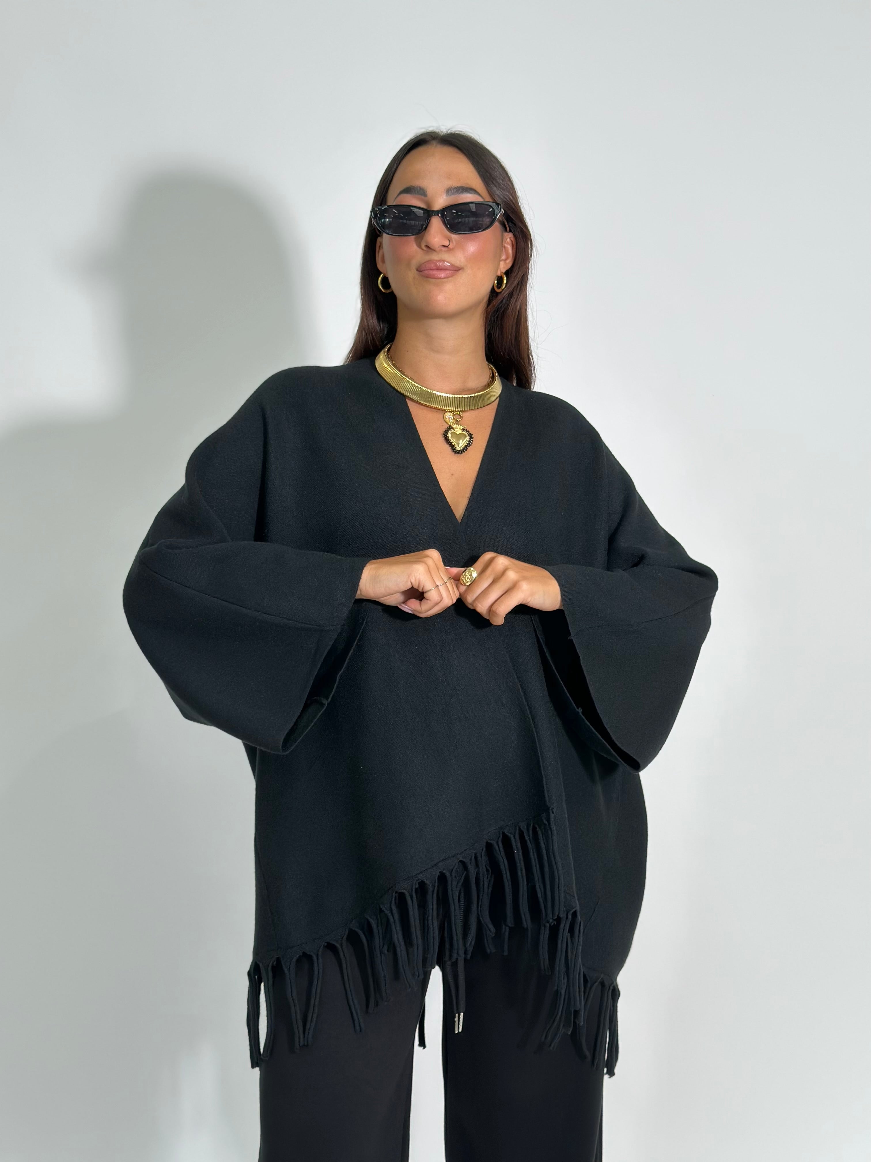 Cardigan frange 28109 NERO
