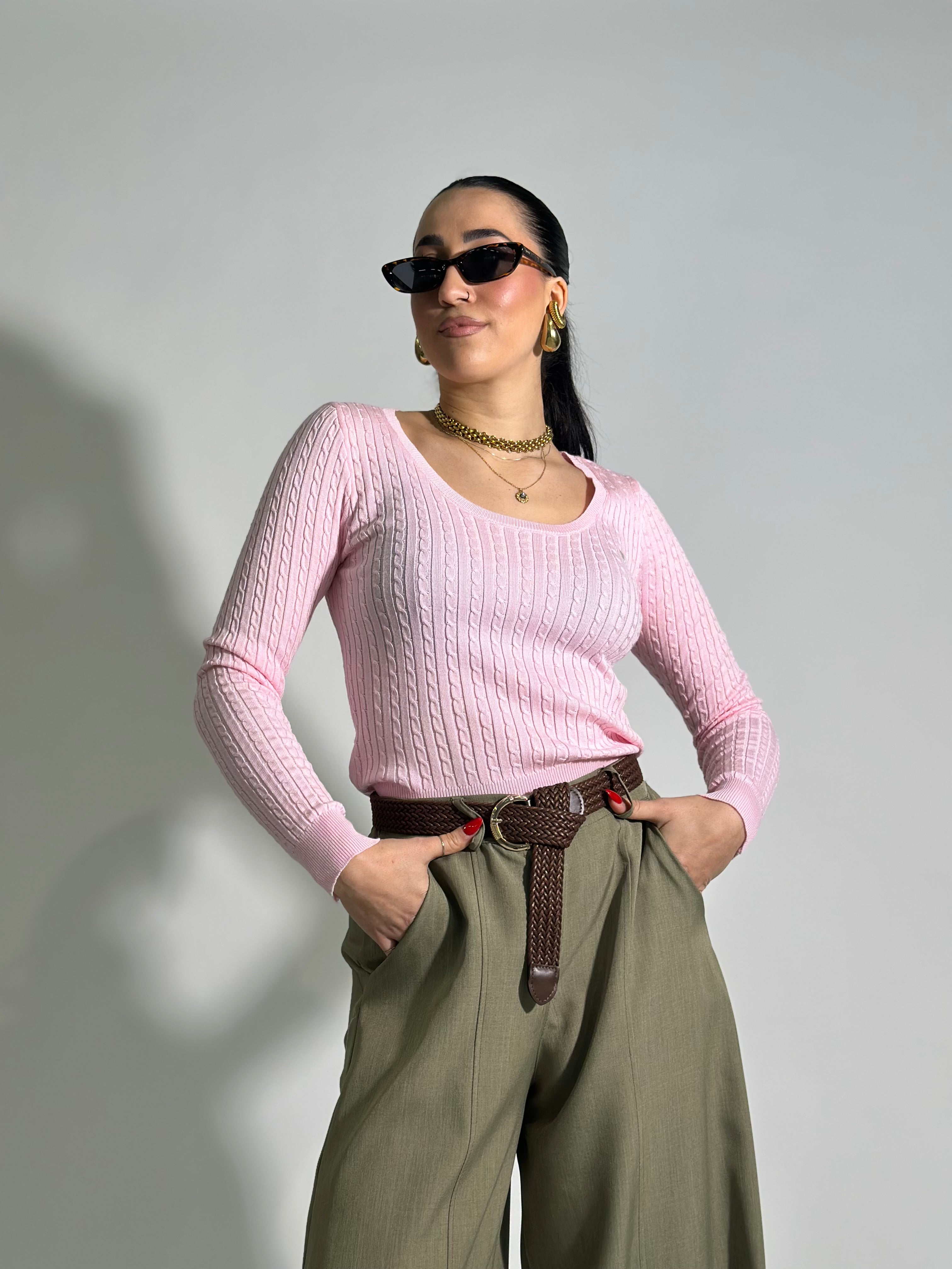 Maglia trecce cuore 1697