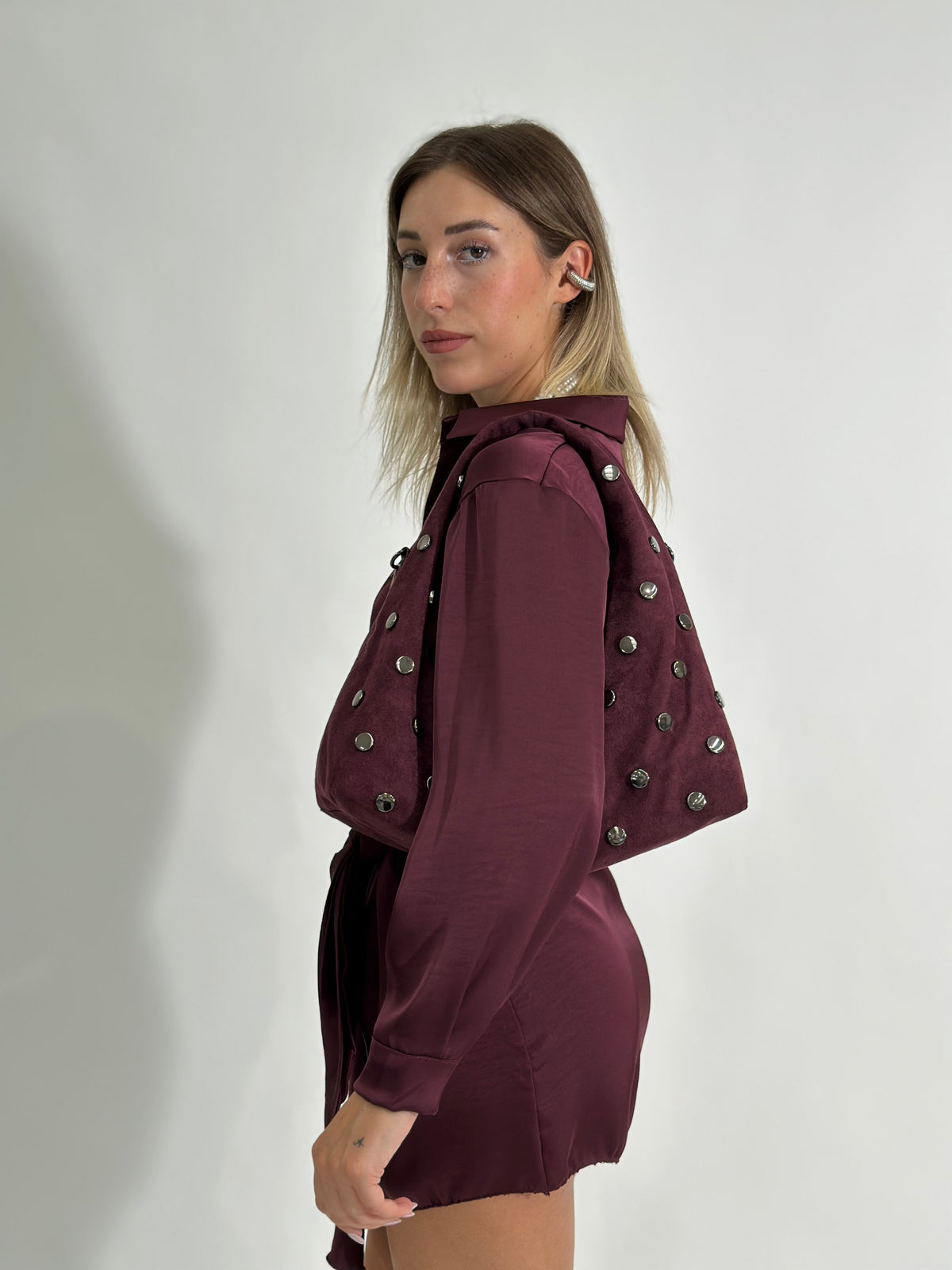Abito nodo satin 6259 BURGUNDY