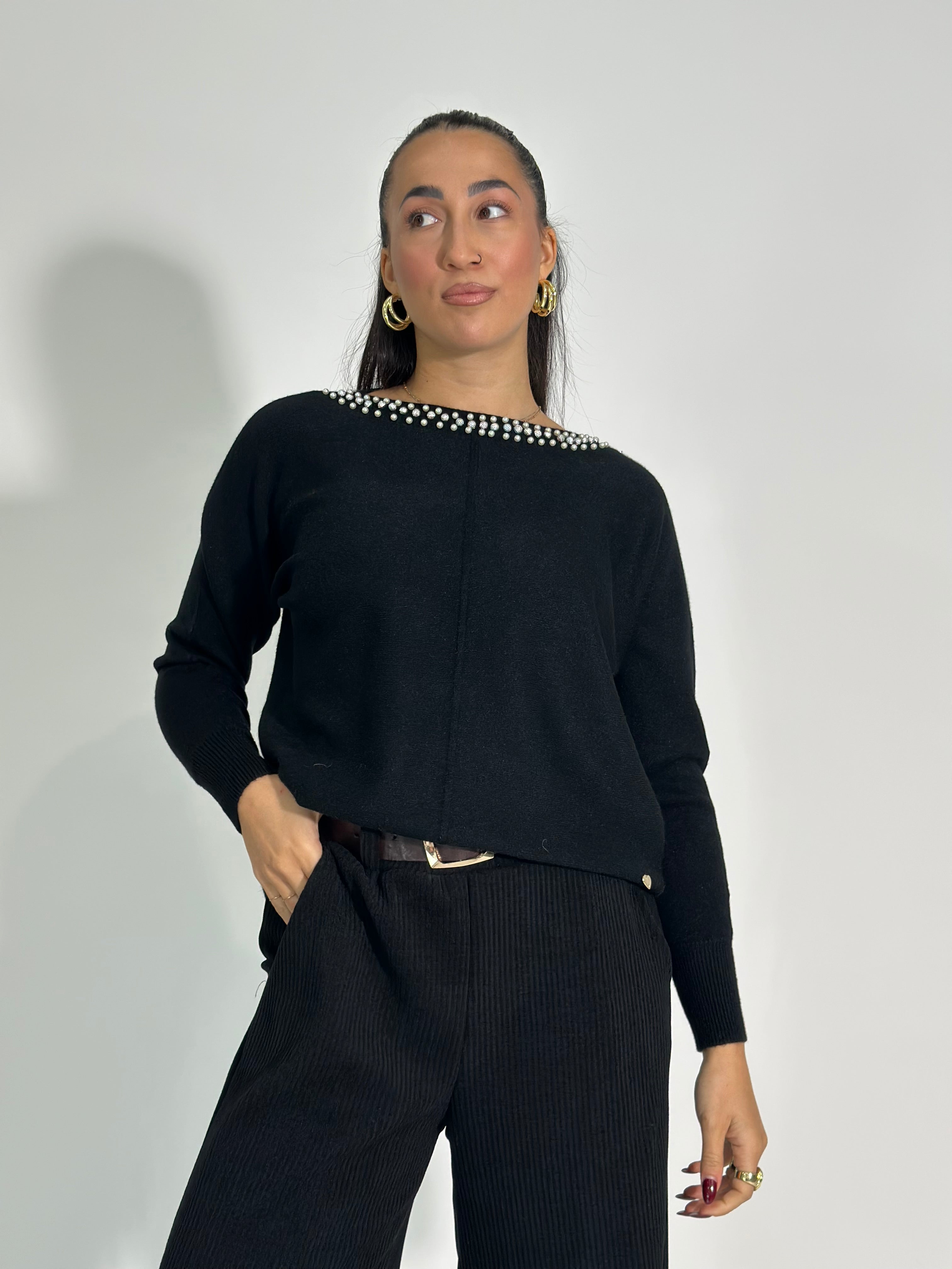 Maglia collo perle 60628 3+1 OMAGGIO