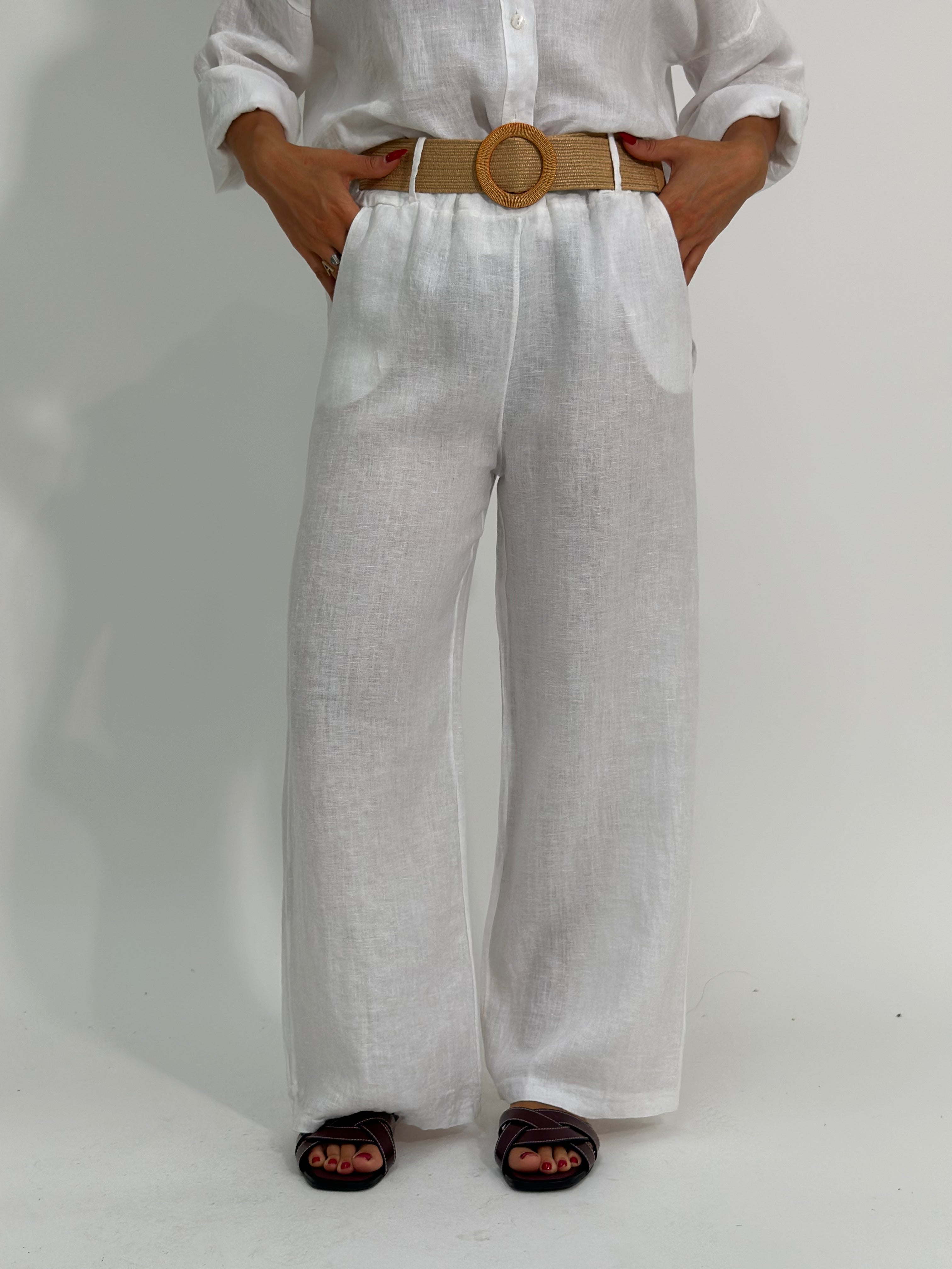 Pantalone lino cintura 22525