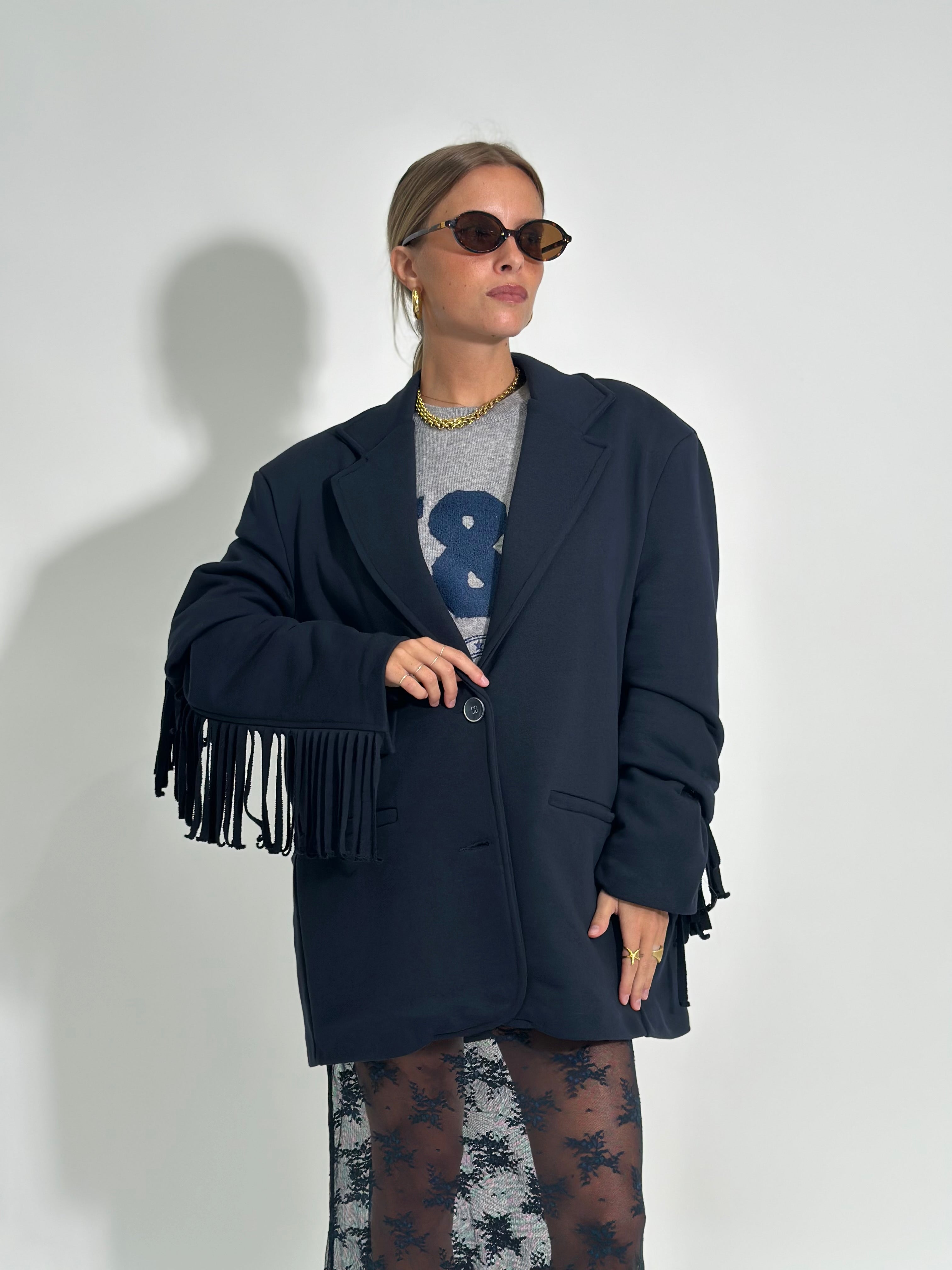 Giacca frange 02841 BLU