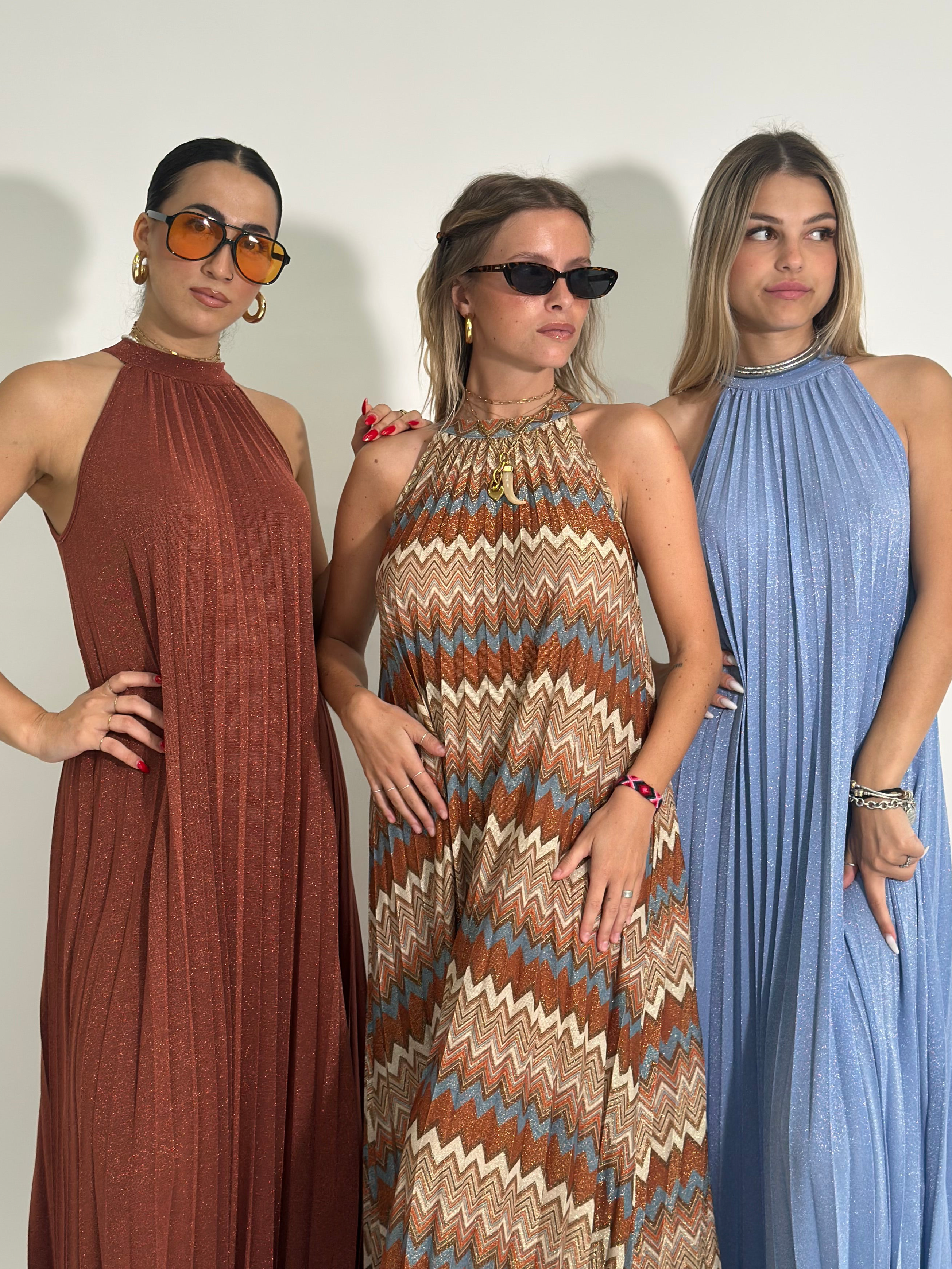 Abito lurex 1372U AZZURRO