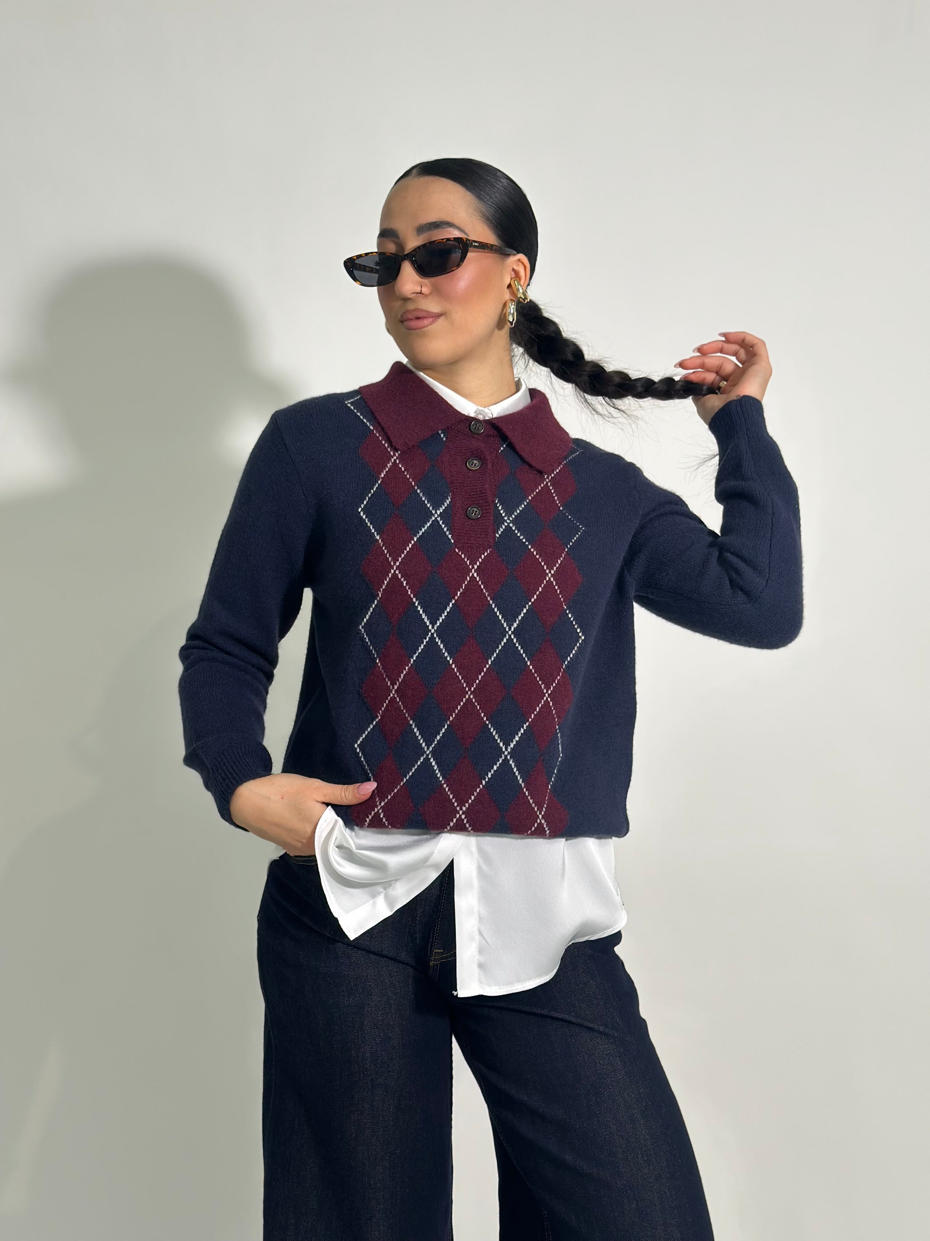 Maglia polo rombi L8079