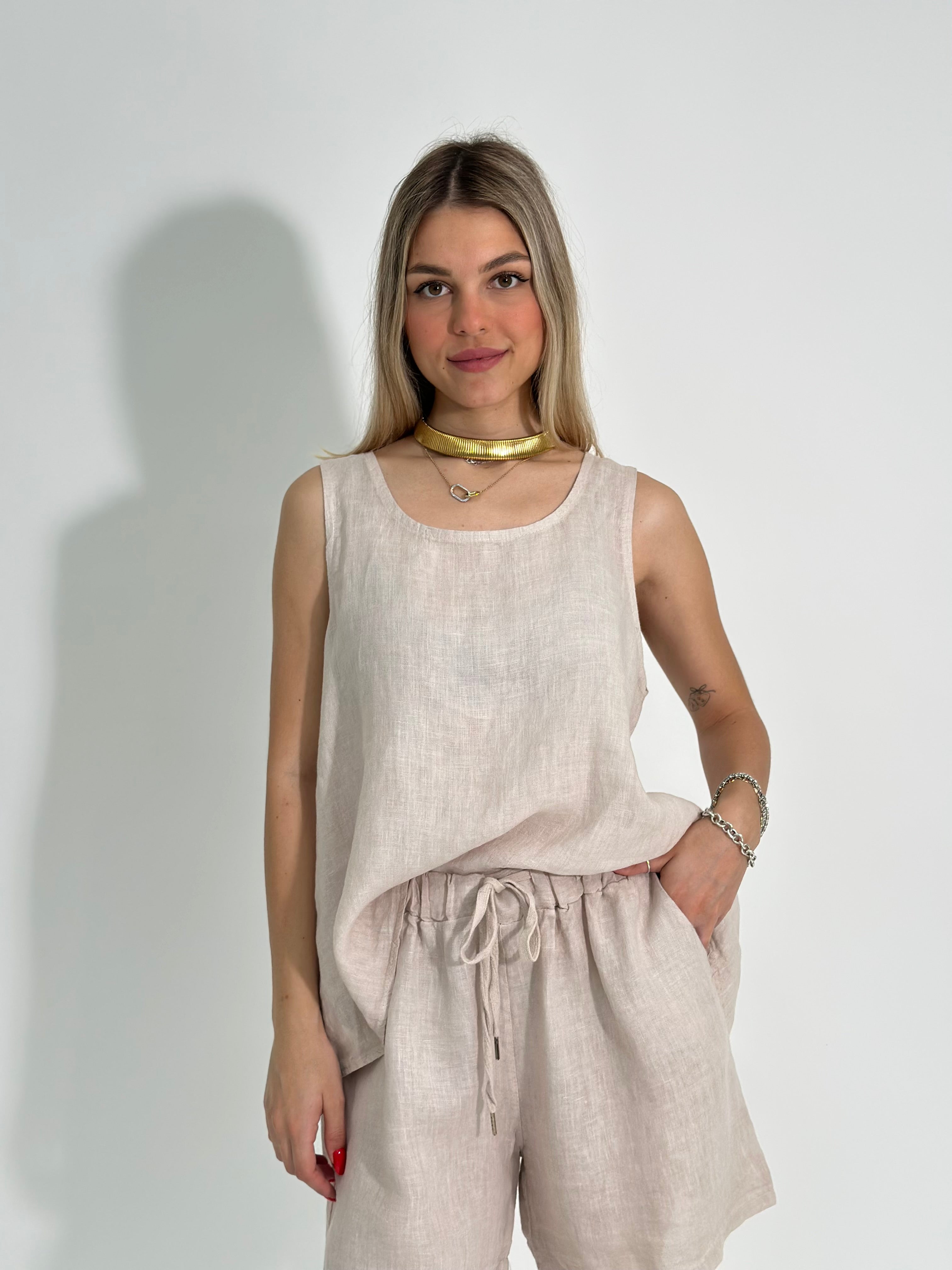 Canotta lino bottoni 89225