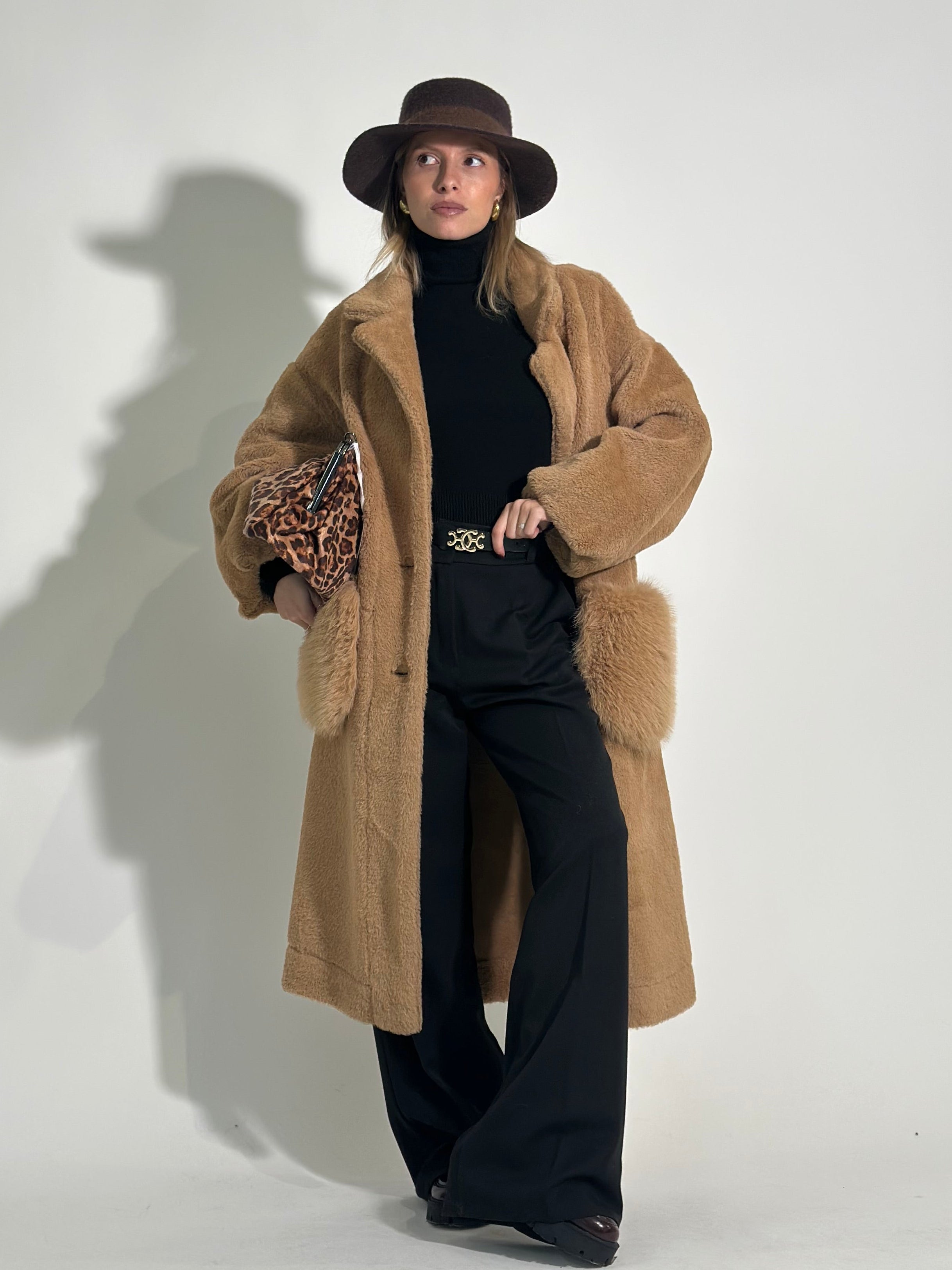 Cappotto fluffy 23028 CAMMELLO