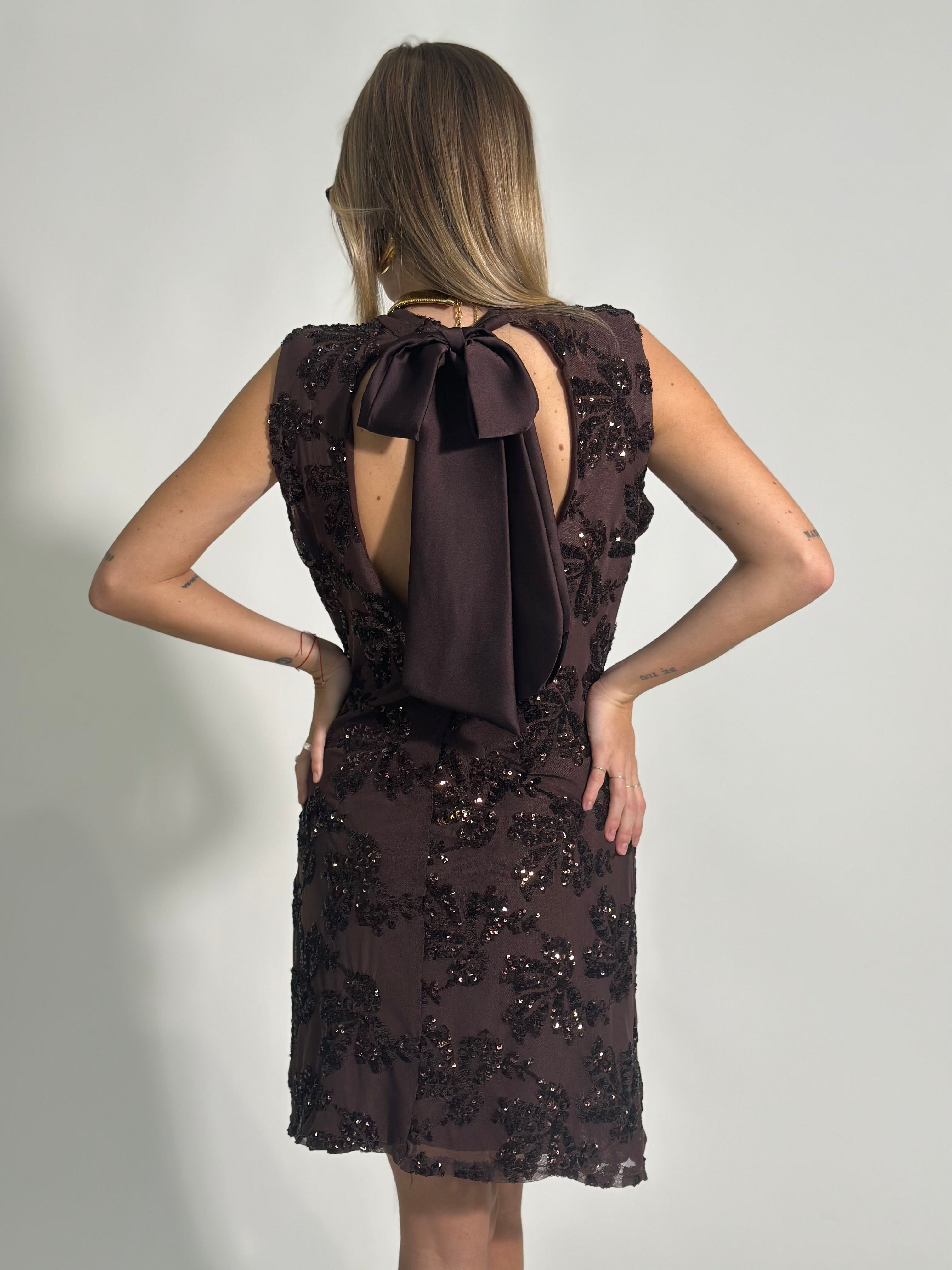 Abito tulle paillettes smanicato 8300