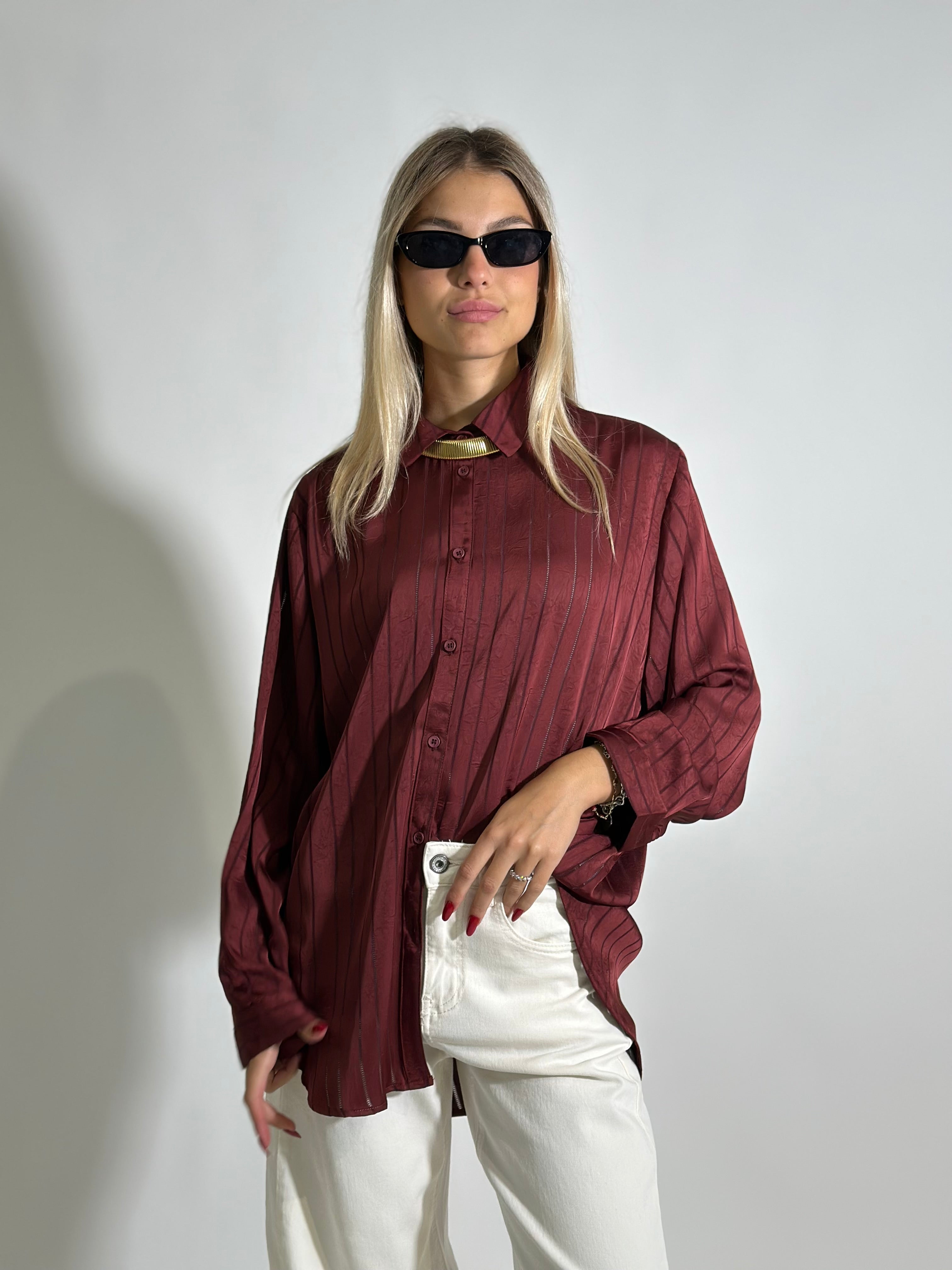 Camicia satin ottoman 2584 BURGUNDY